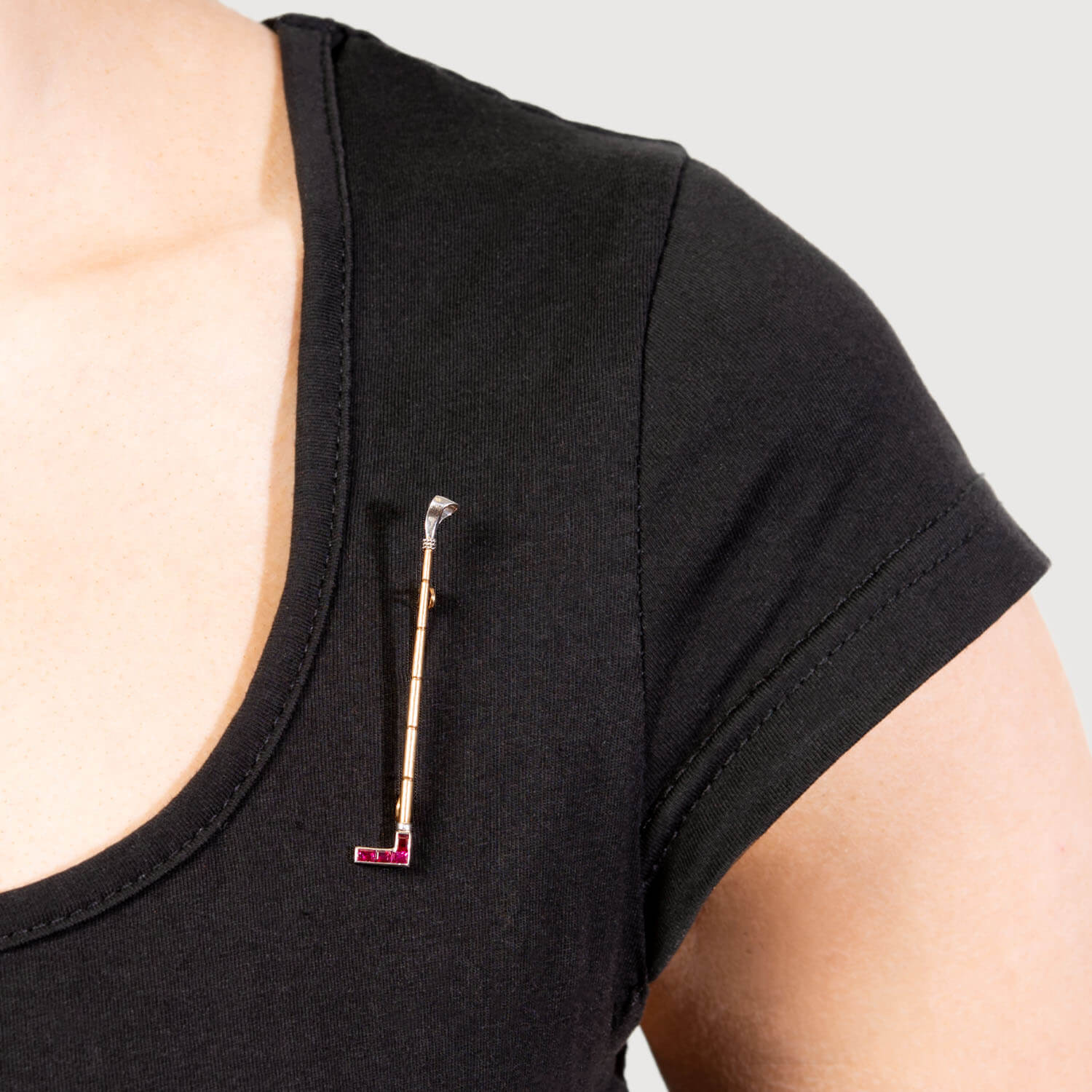 Edwardian 18k/Platinum Ruby Riding Crop Pin - Image 4