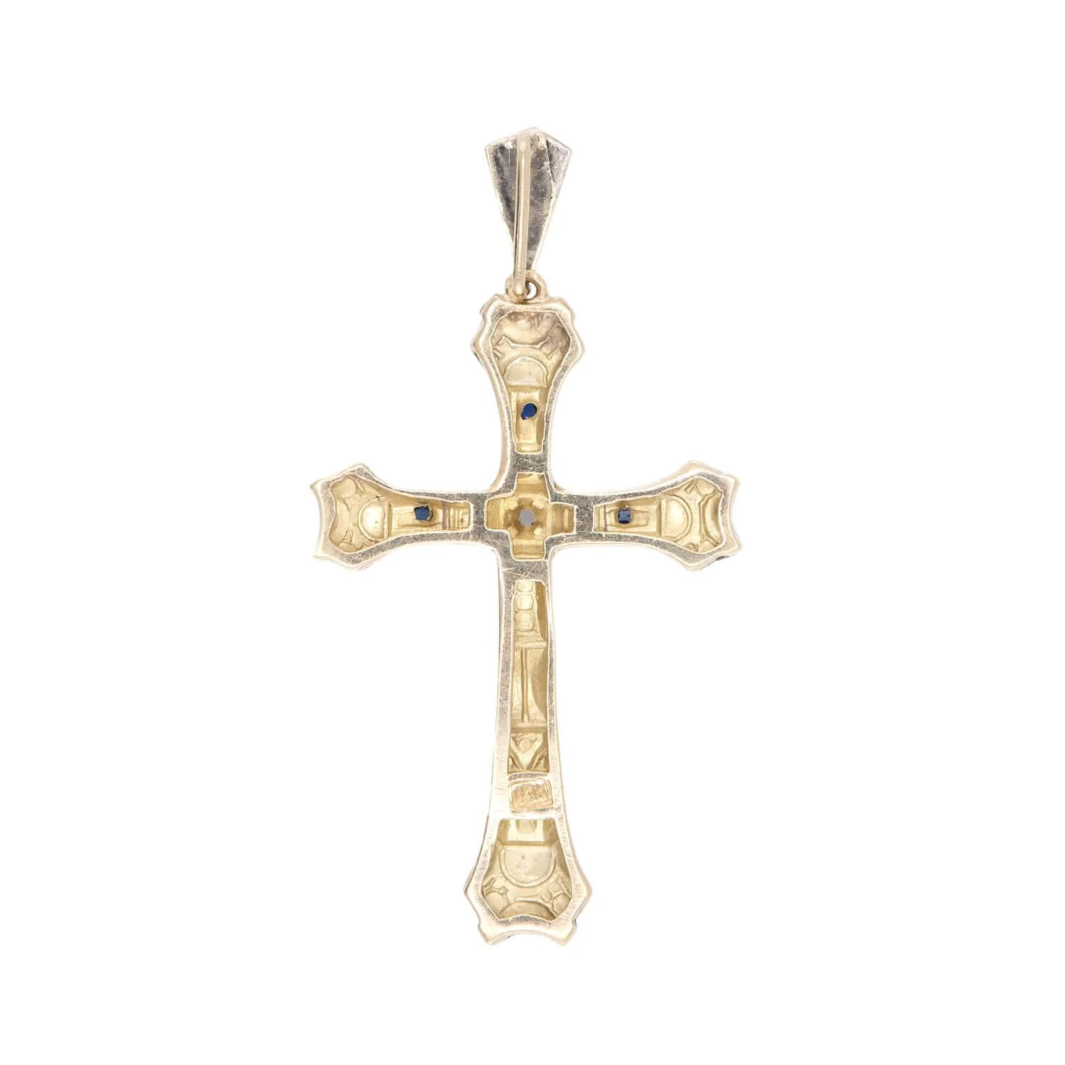 Edwardian 18k Platinum Sapphire Cross Pendant - Image 3