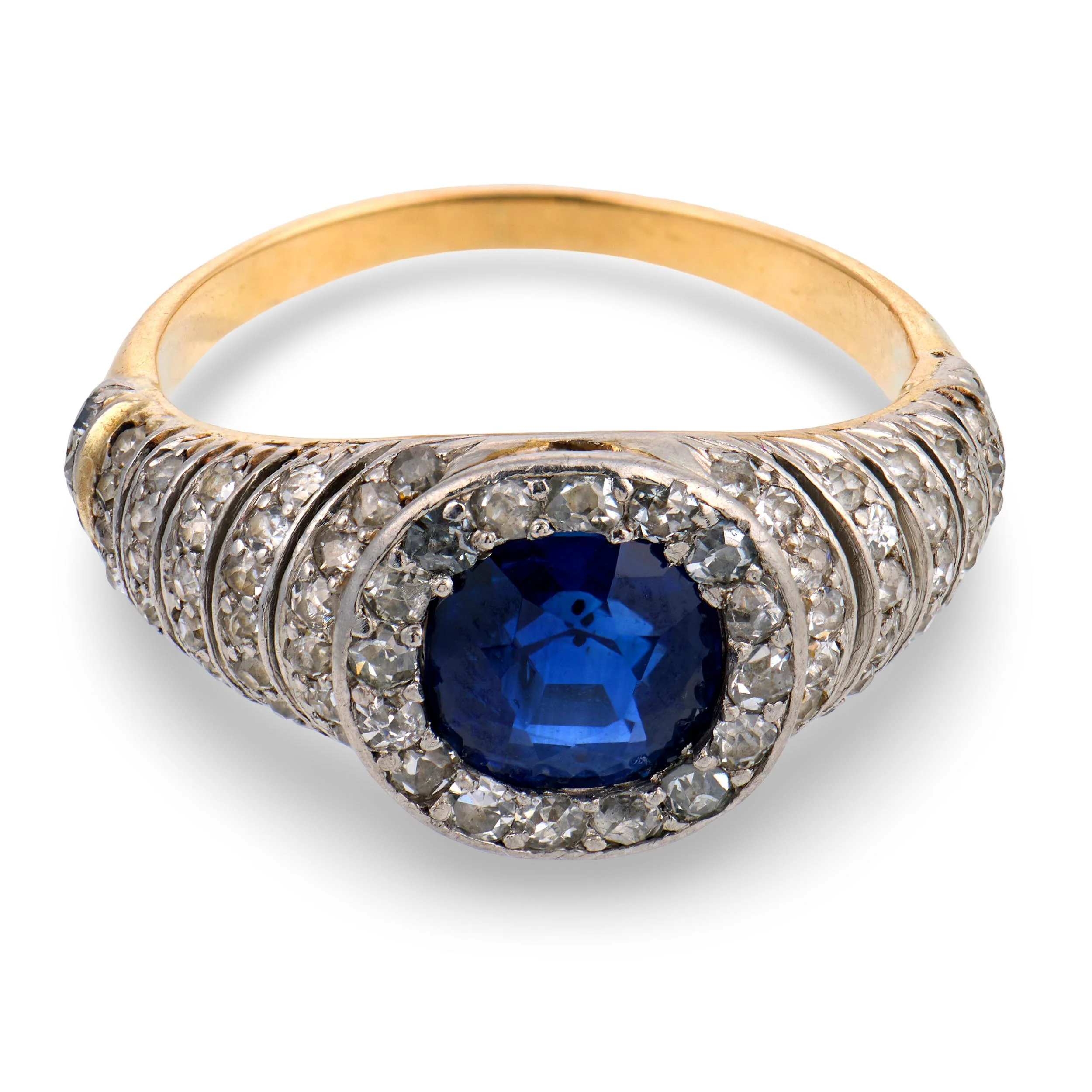 Edwardian 18k/Platinum Sapphire & Diamond Ring - Image 2