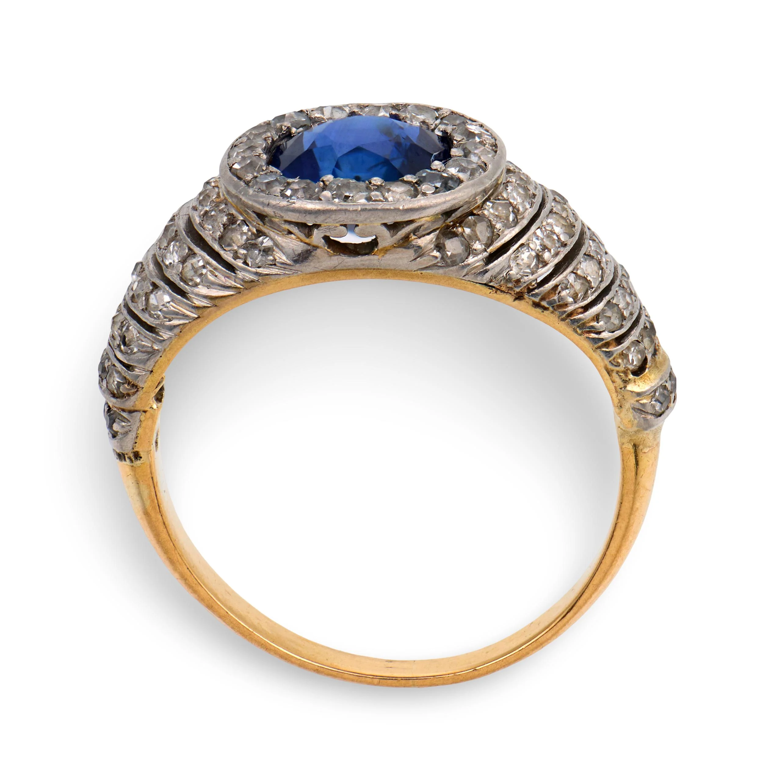 Edwardian 18k/Platinum Sapphire & Diamond Ring - Image 4