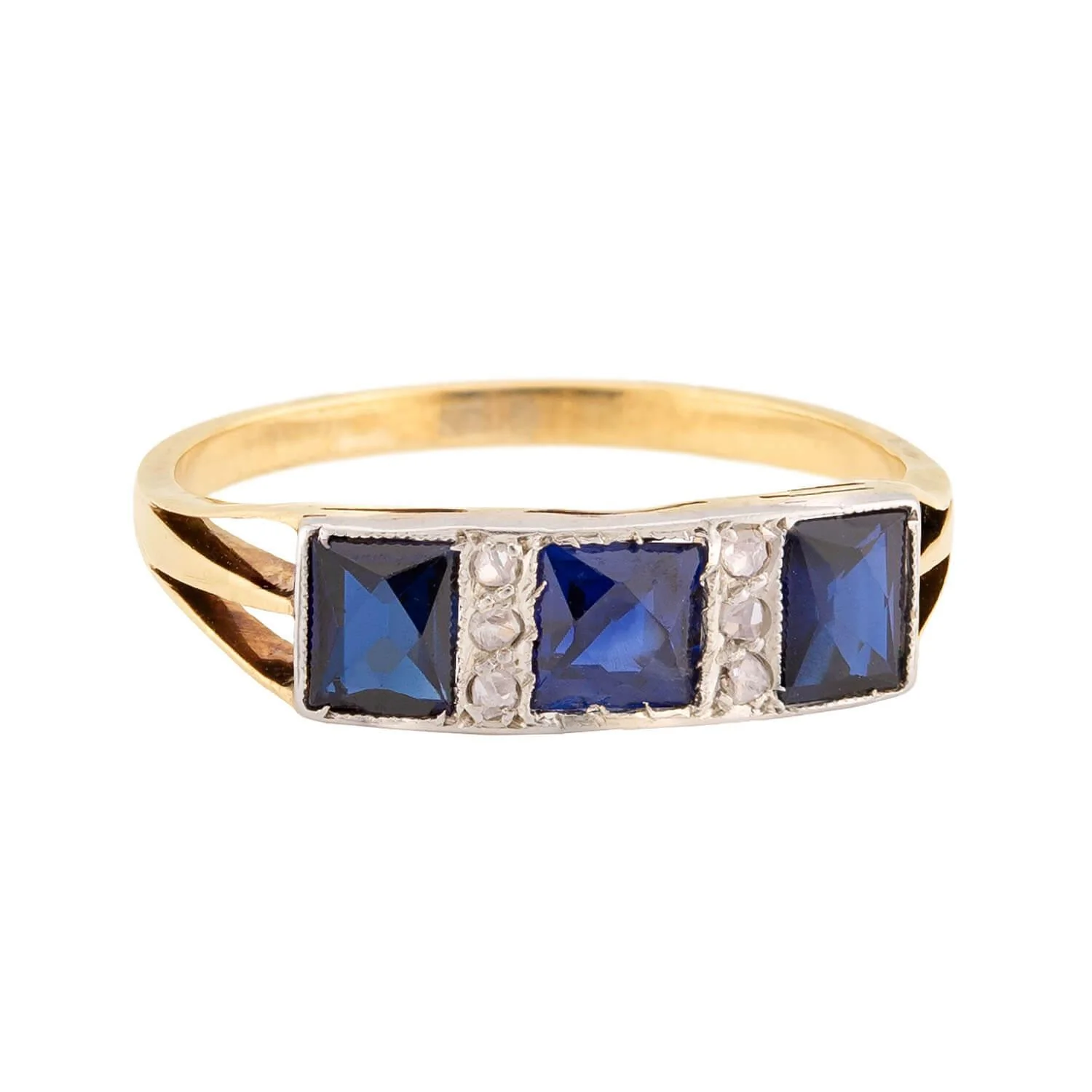 Edwardian 18k/Platinum Sapphire & Diamond Ring - Image 2