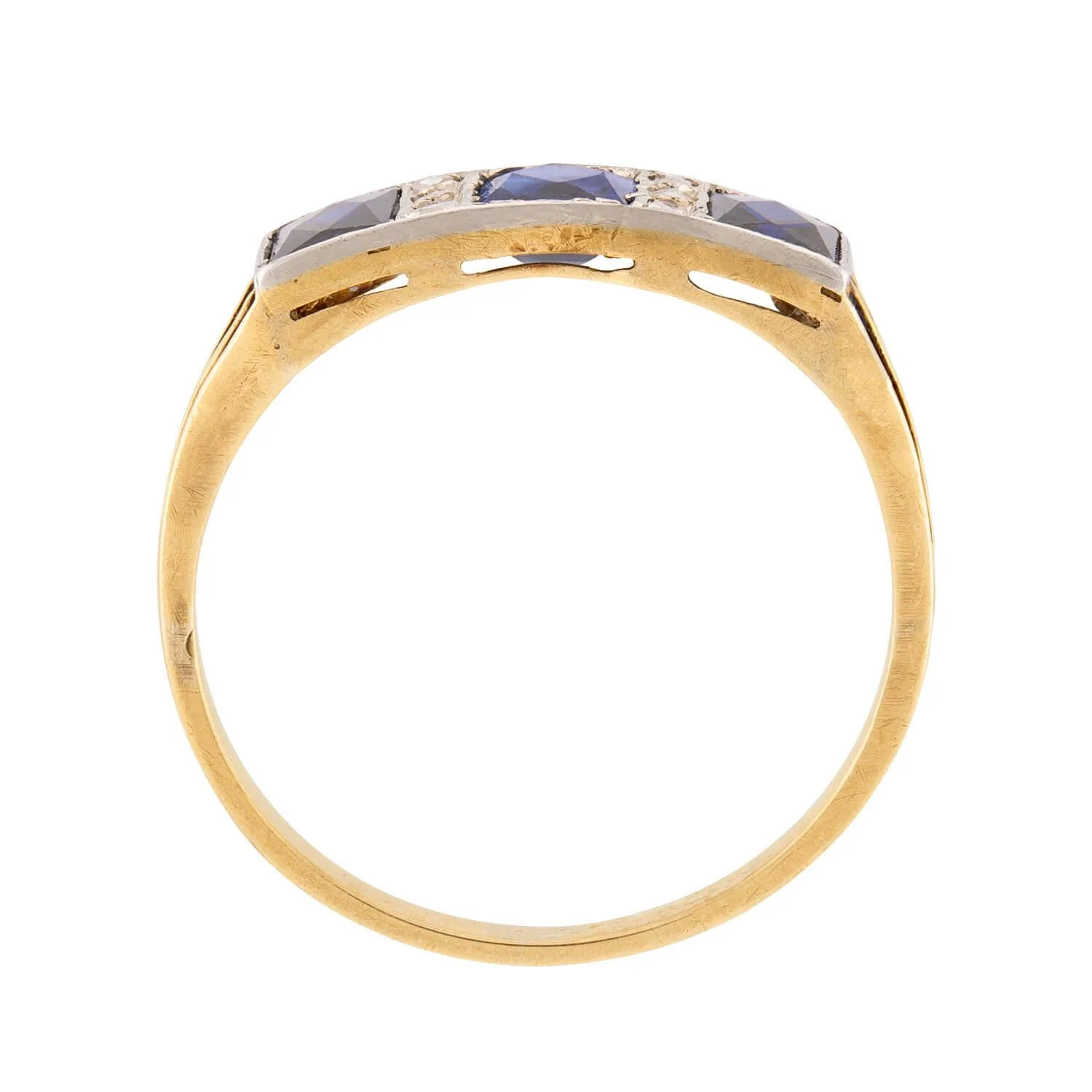 Edwardian 18k/Platinum Sapphire & Diamond Ring - Image 4