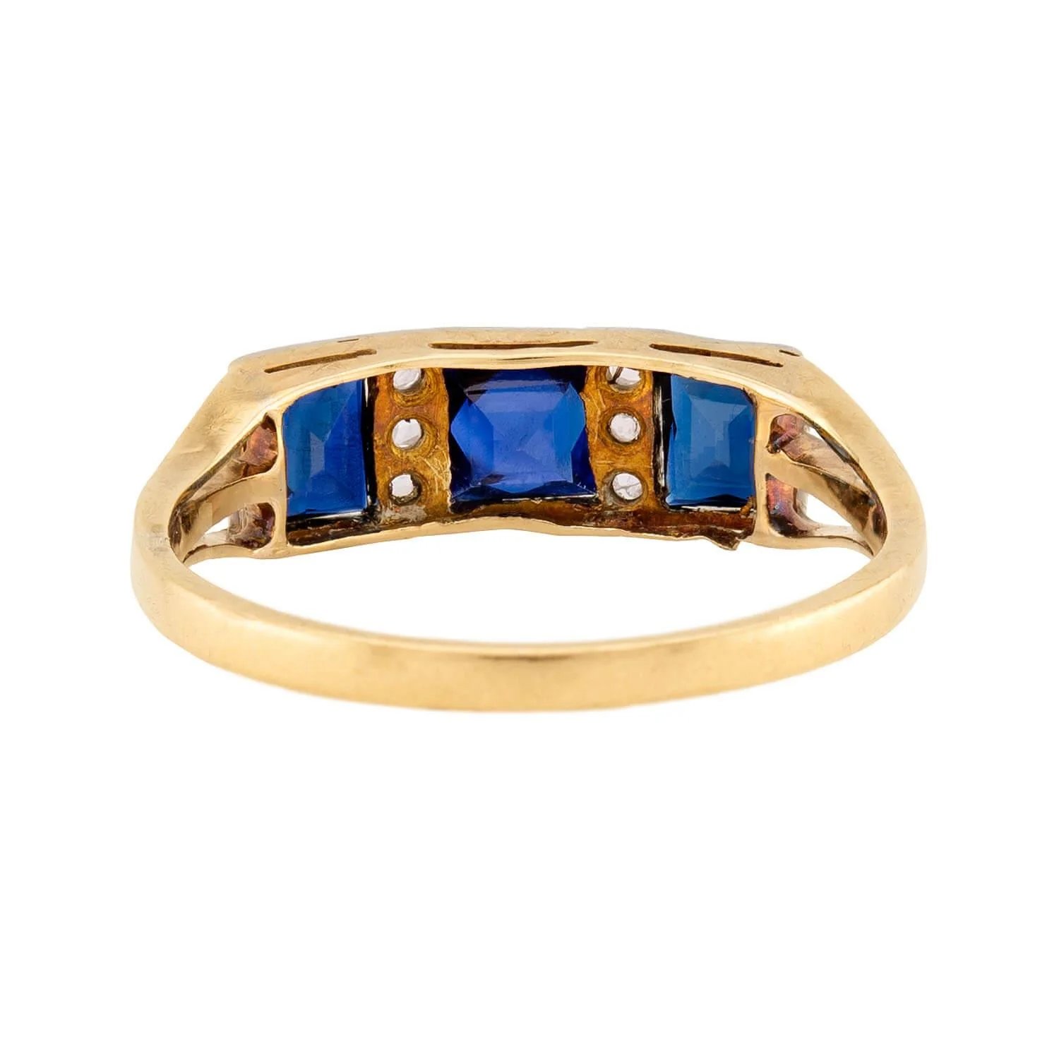 Edwardian 18k/Platinum Sapphire & Diamond Ring - Image 5