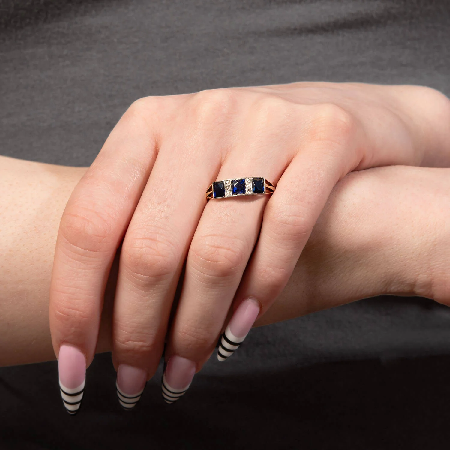 Edwardian 18k/Platinum Sapphire & Diamond Ring - Image 6