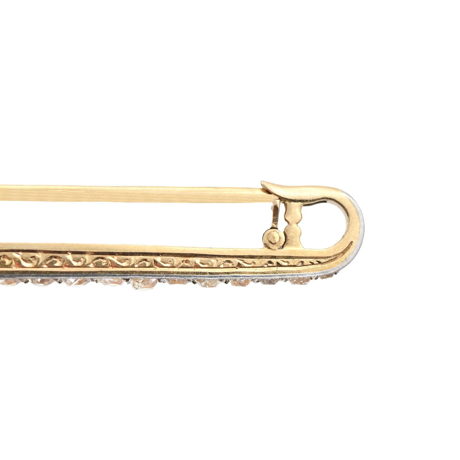 Edwardian 18kt/Platinum Pearl + Diamond Bar Pin 3ctw - Image 5