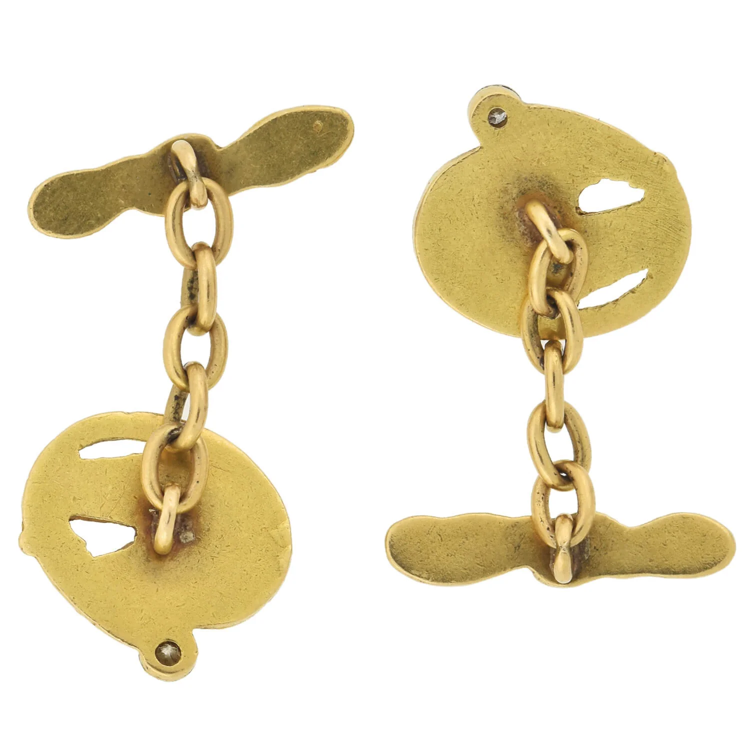 Edwardian 18kt/Platinum Photo Finish Double Horse + Diamond Cufflinks - Image 6
