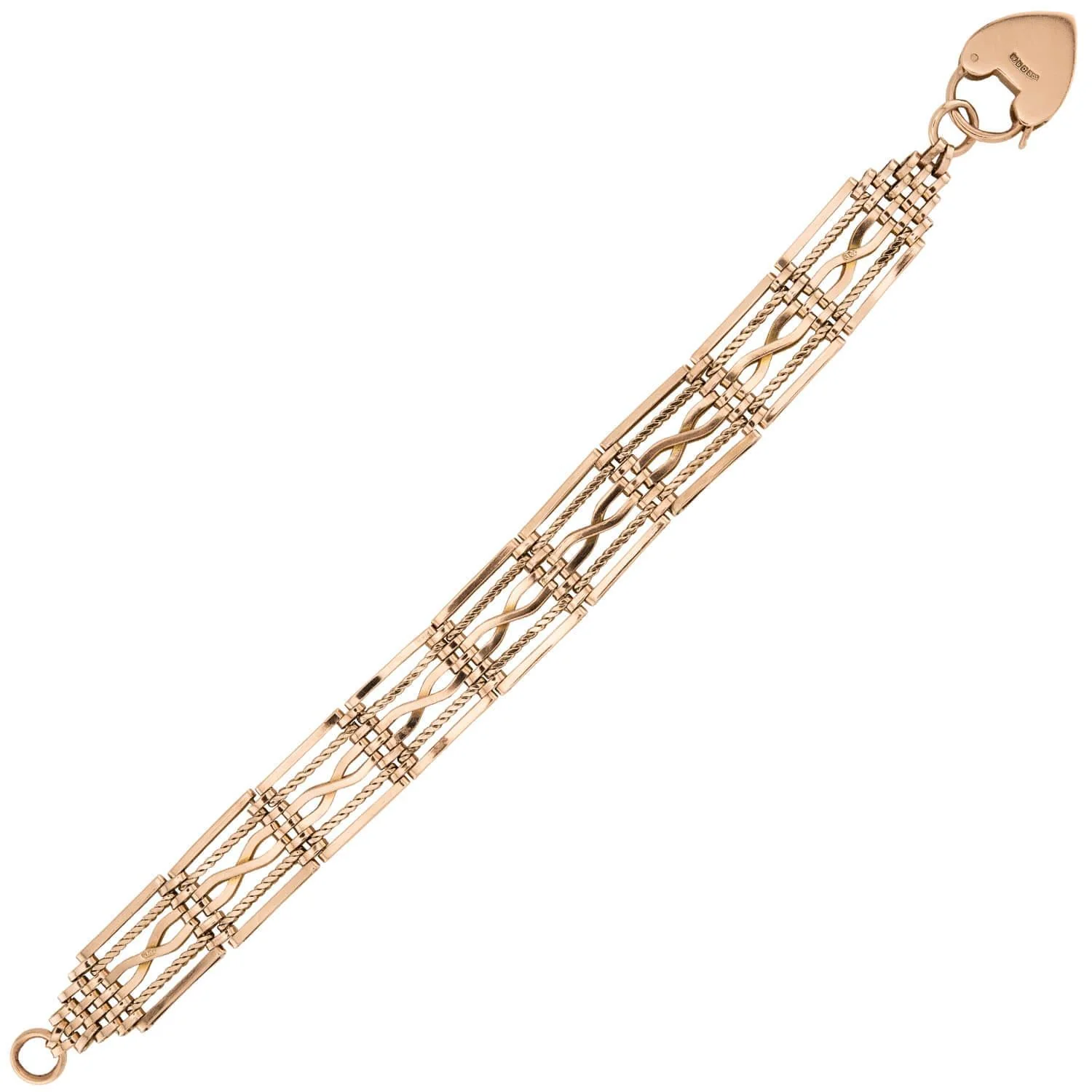 Edwardian 9k Heart Padlock Link Bracelet - Image 4