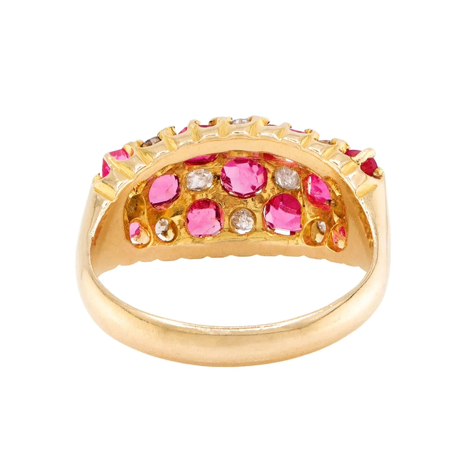 Edwardian English 18k Ruby & Diamond Checkerboard Ring - Image 4