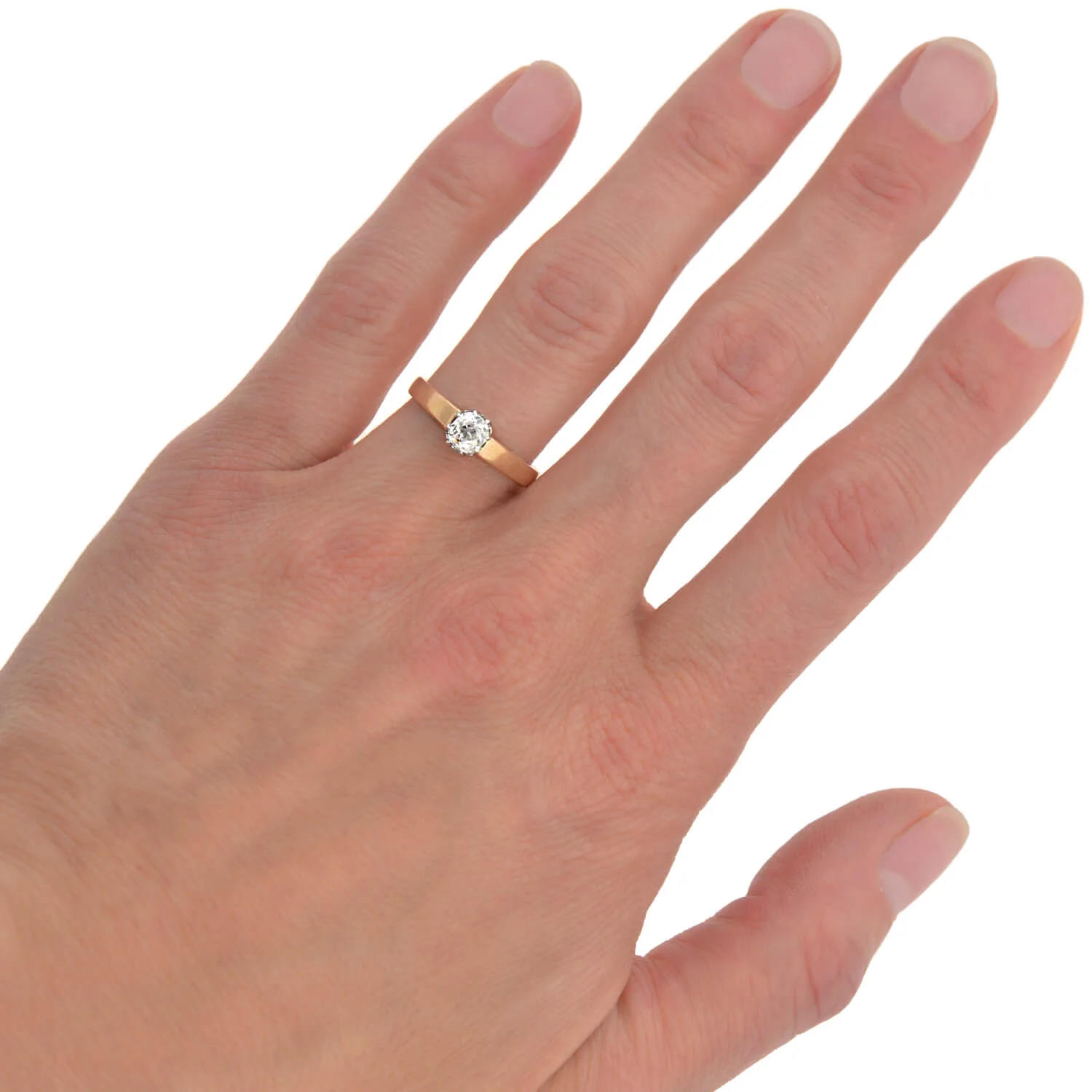 Art Deco French 18kt/Platinum Diamond Solitaire Engagement Ring 0.45ct - Image 6