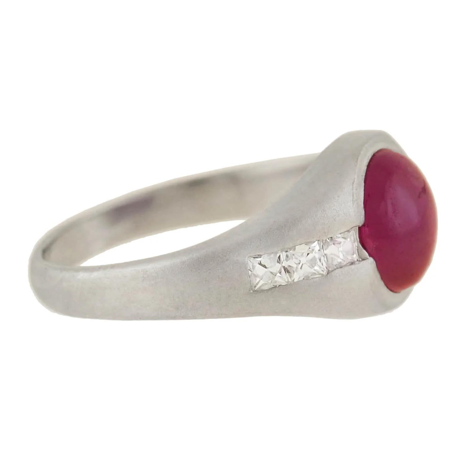 Edwardian Platinum Burmese Ruby + French Cut Diamond Ring 1.50ct center - Image 2