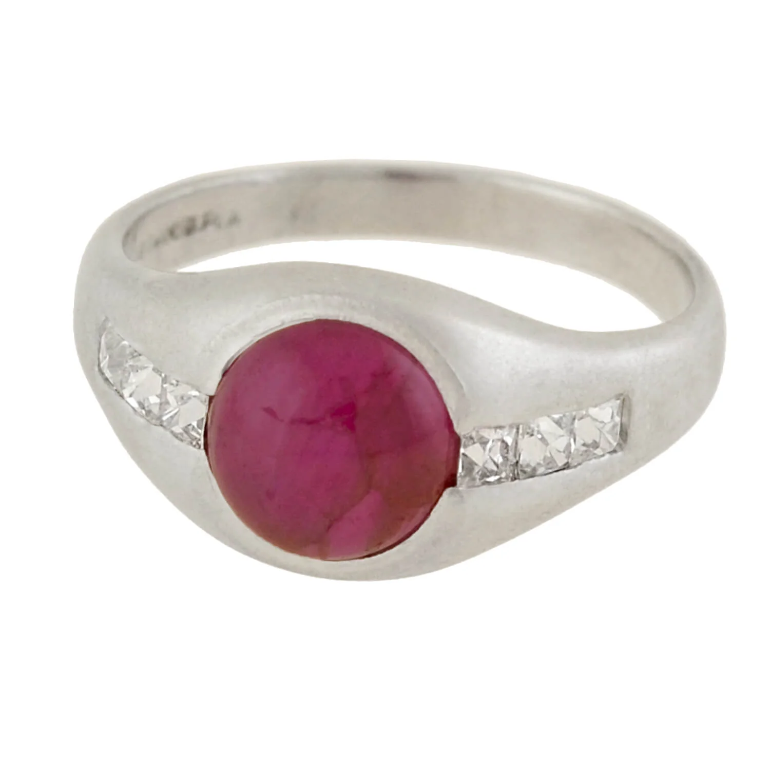 Edwardian Platinum Burmese Ruby + French Cut Diamond Ring 1.50ct center - Image 3