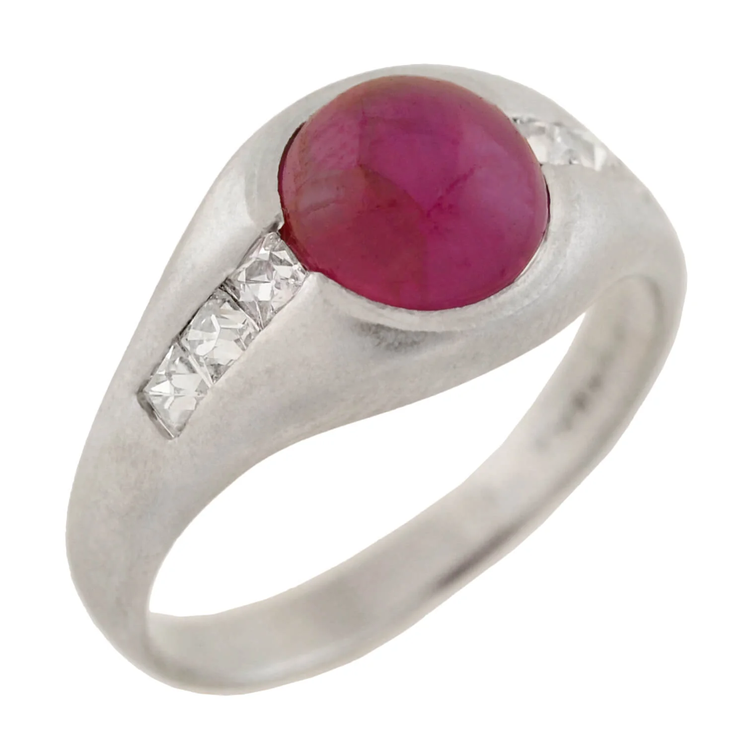 Edwardian Platinum Burmese Ruby + French Cut Diamond Ring 1.50ct center - Image 5
