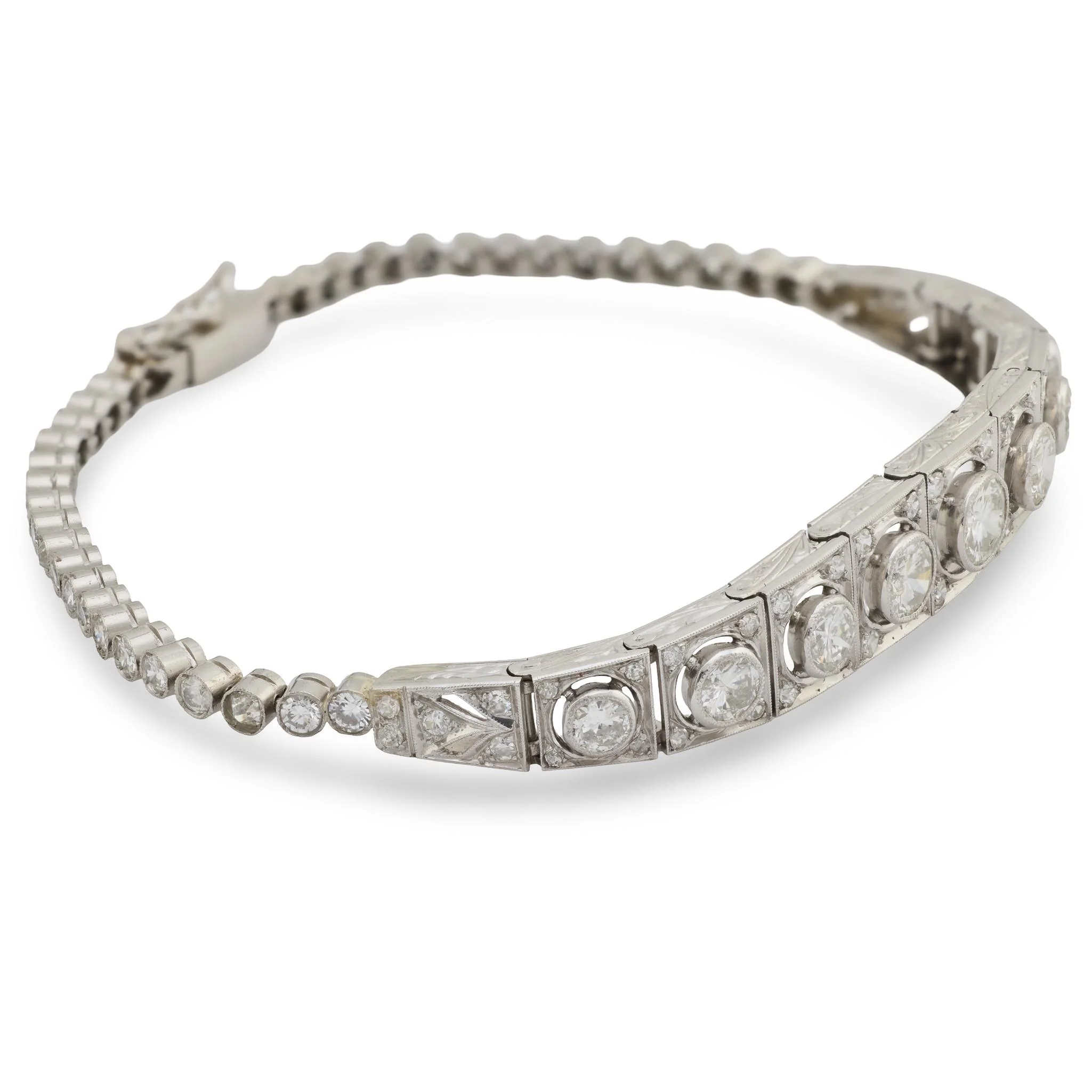 Edwardian Platinum Diamond Line Bracelet - Image 4