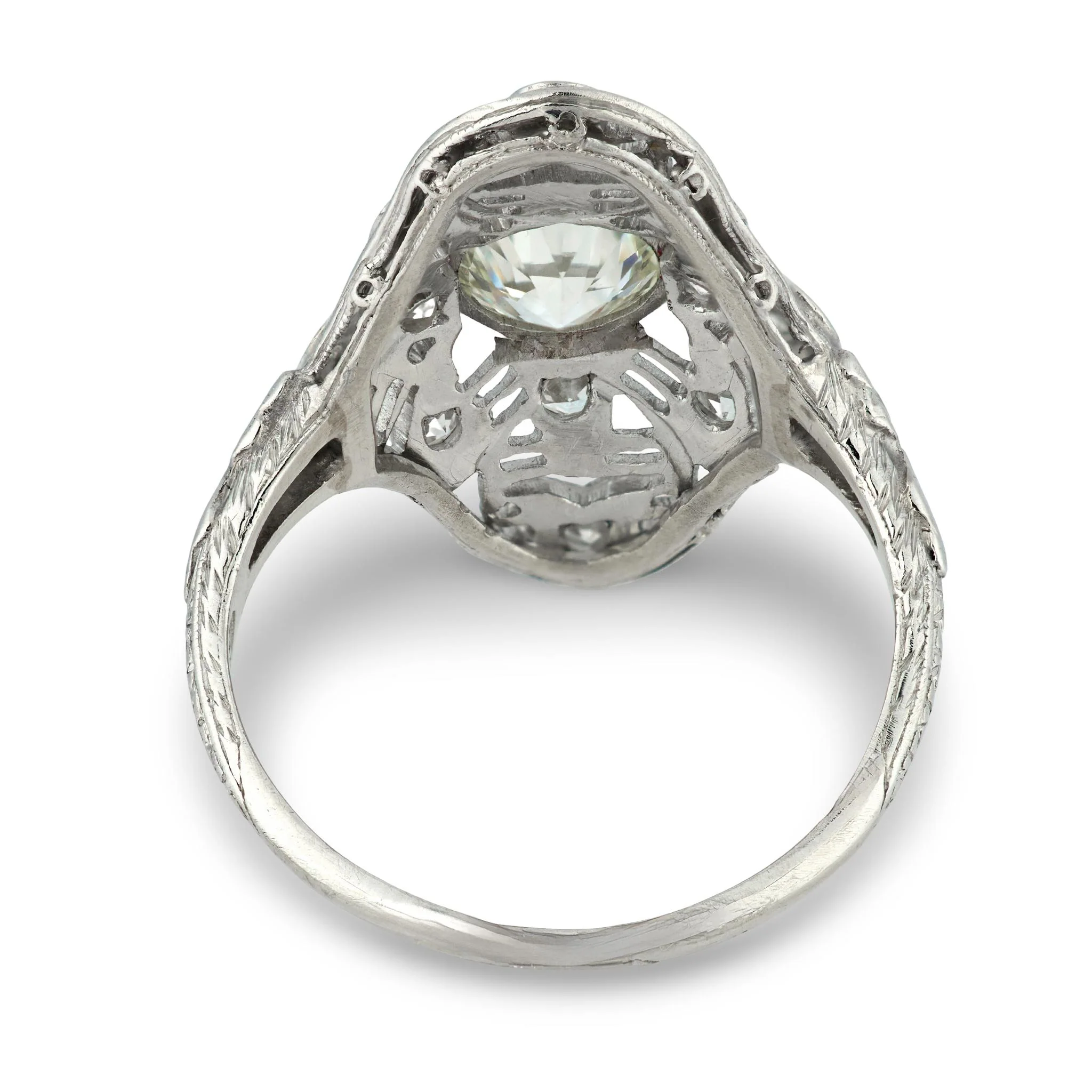 Edwardian Platinum Diamond Navette Ring - Image 4