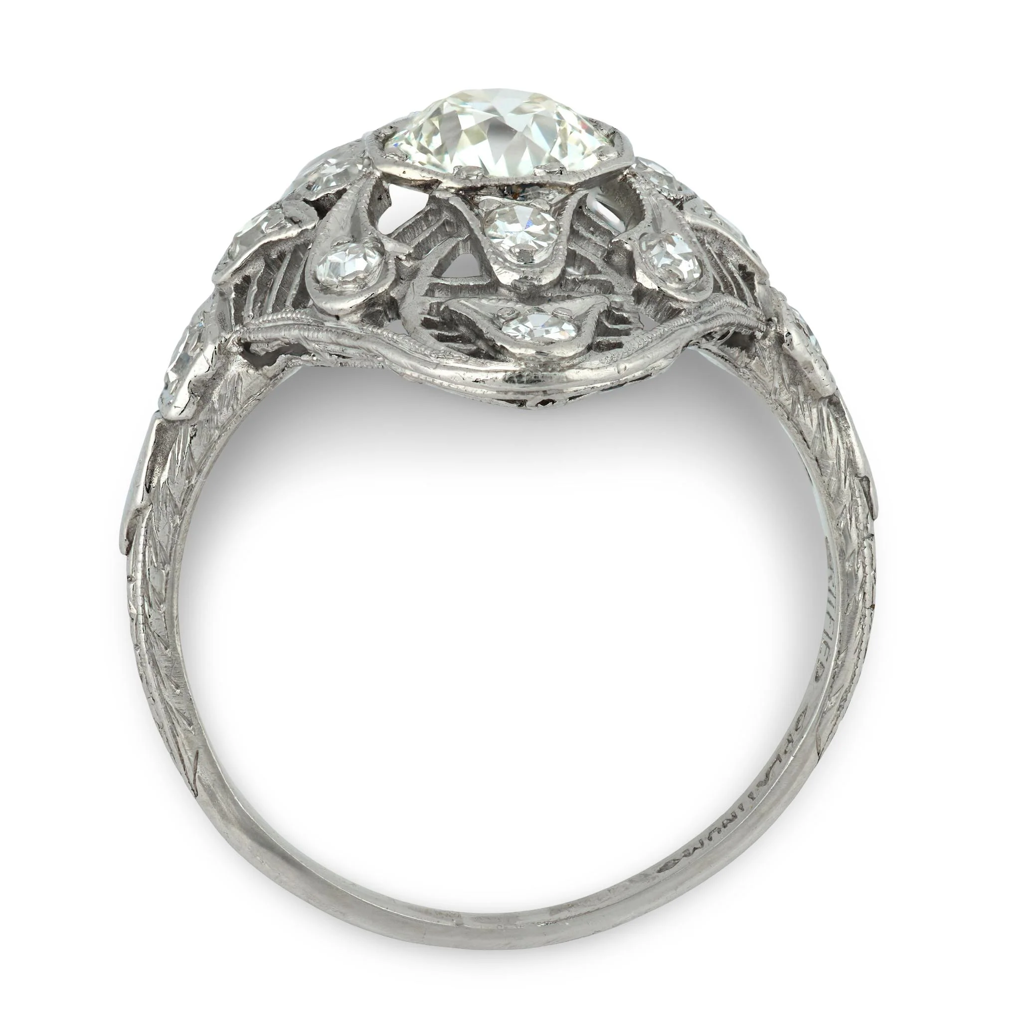 Edwardian Platinum Diamond Navette Ring - Image 5