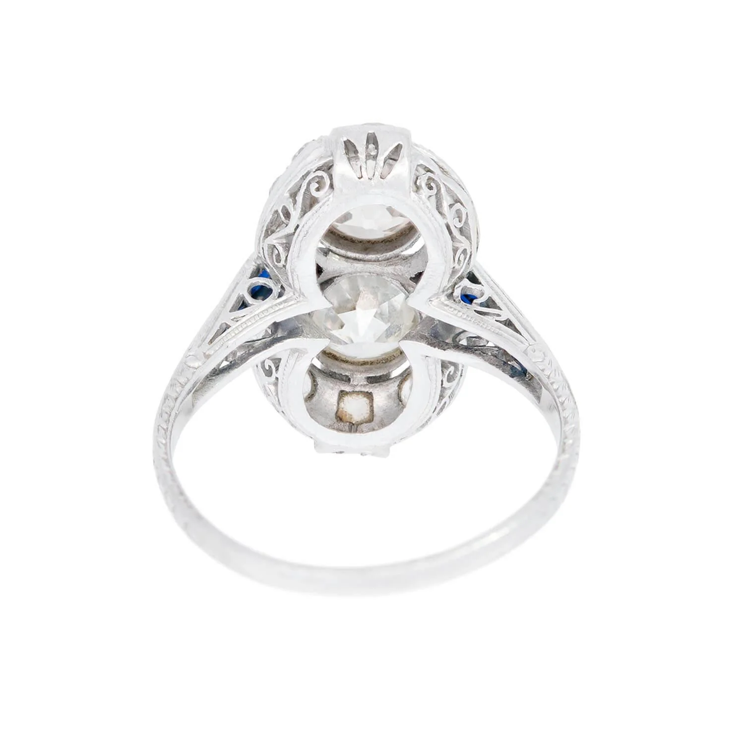 Edwardian Platinum French Diamond and Sapphire Ring - Image 5