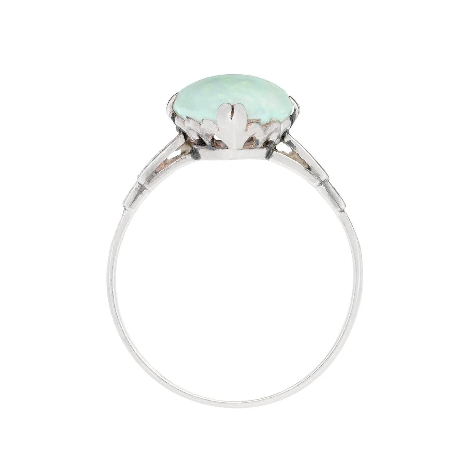 Edwardian Platinum Marquise Cut Opal Ring - Image 4