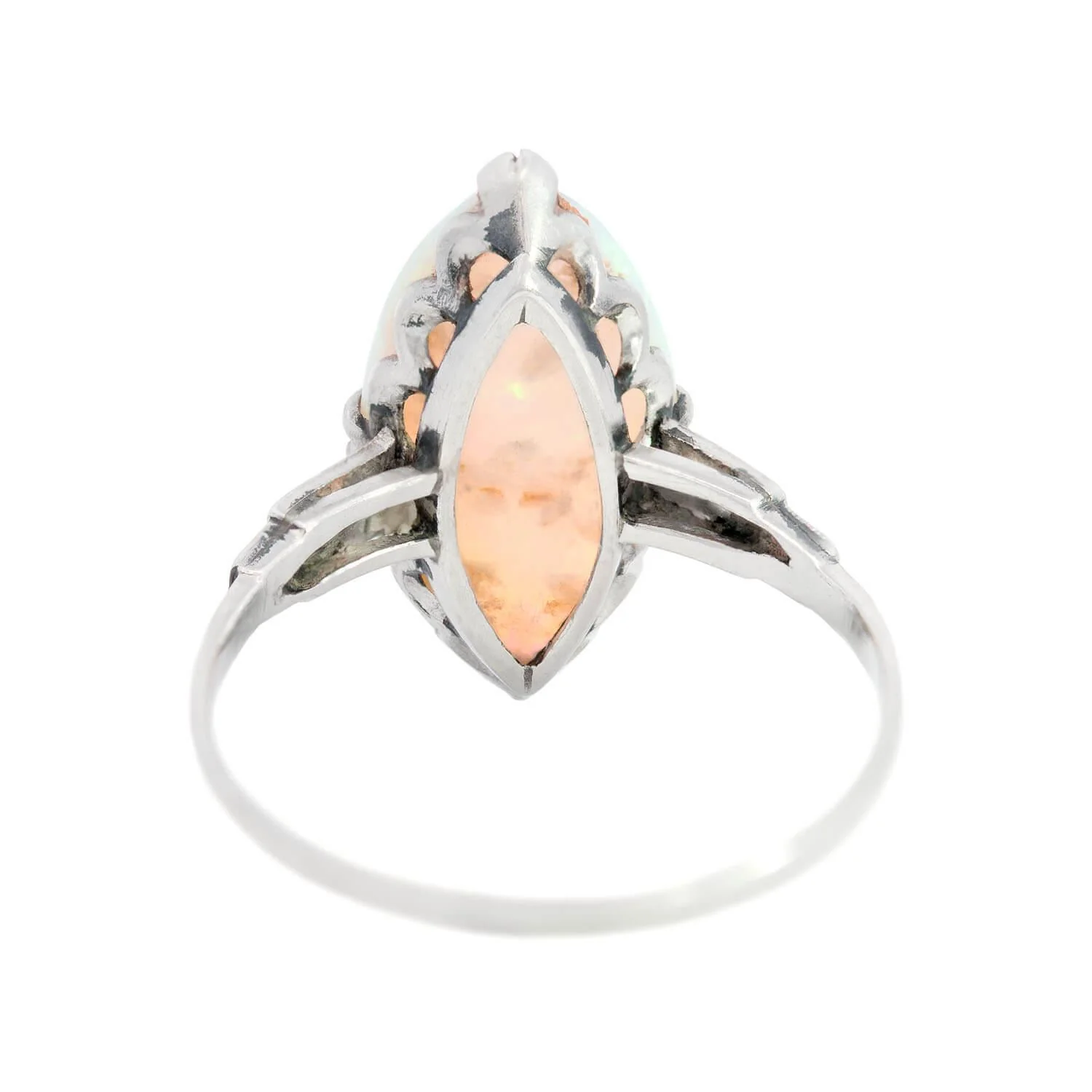 Edwardian Platinum Marquise Cut Opal Ring - Image 5