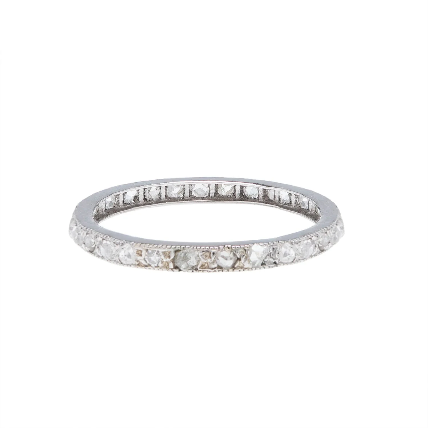 Edwardian Platinum & Rose Cut Diamond Eternity Band 0.90ctw - Image 4