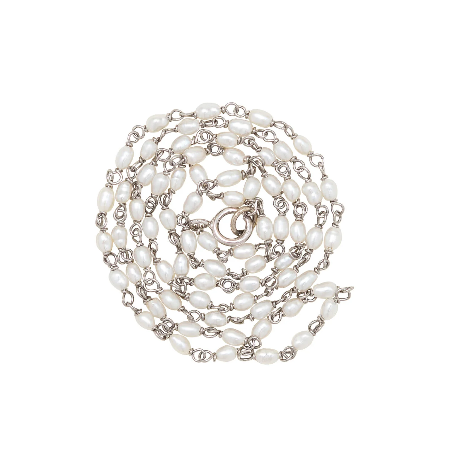 Edwardian Platinum Seed Pearl Necklace - Image 4