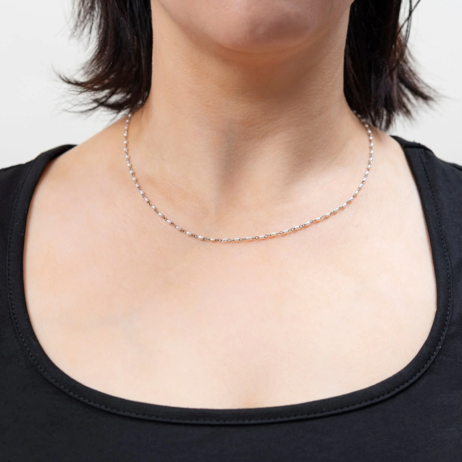 Edwardian Platinum Seed Pearl Necklace - Image 7