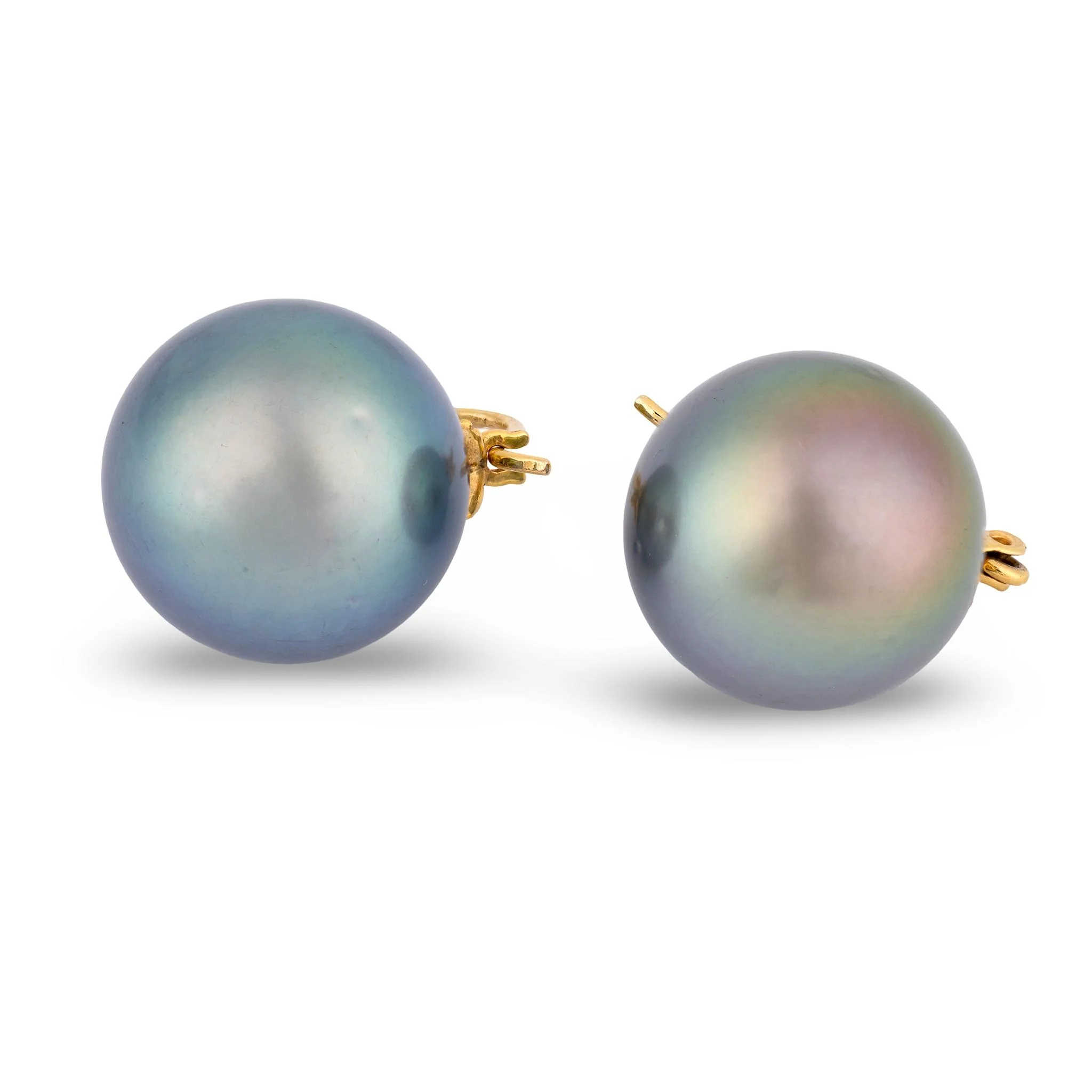Estate 14k Black Tahitian Pearl Earrings 14mm - Image 4