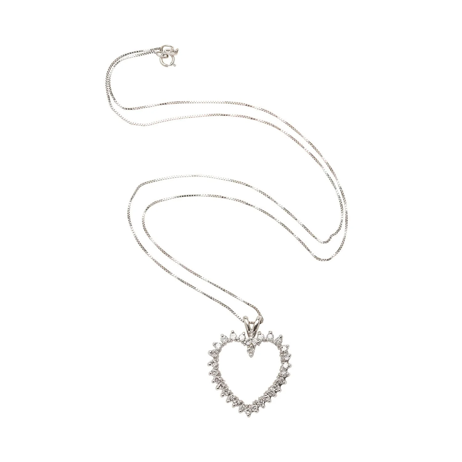 Estate 14k Diamond Heart Necklace .60ctw - Image 2