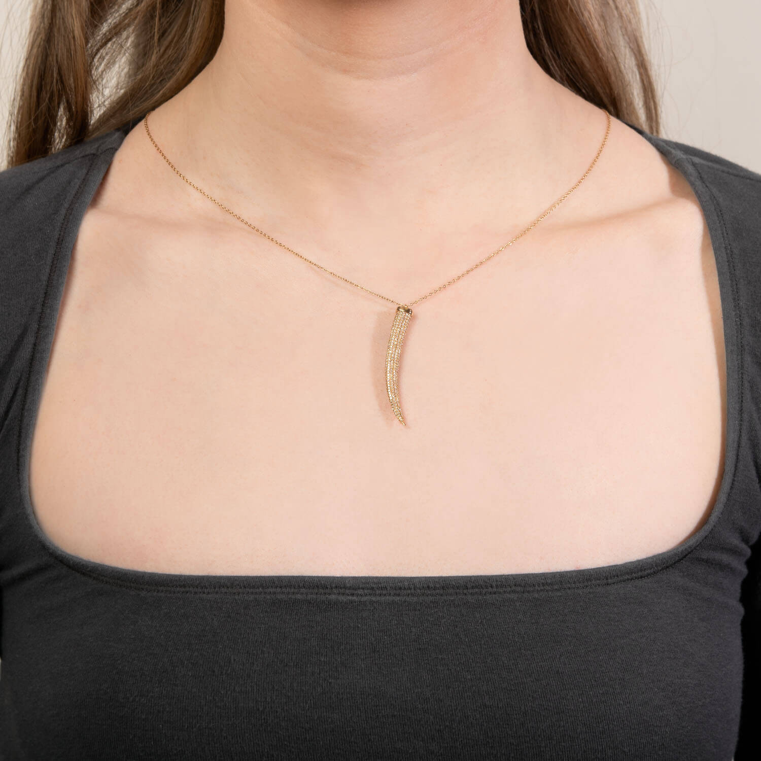 Estate 14k Diamond Horn Pendant Necklace - Image 6
