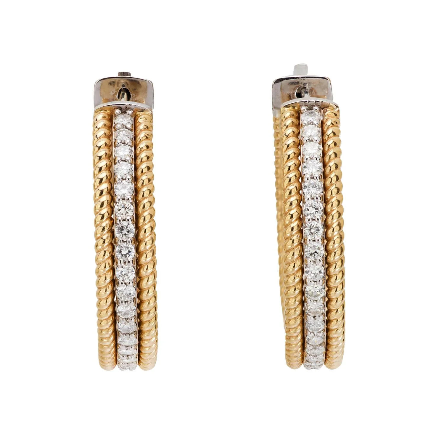 Estate 14k Diamond "Inside-Out" Hoop Earrings - Image 2