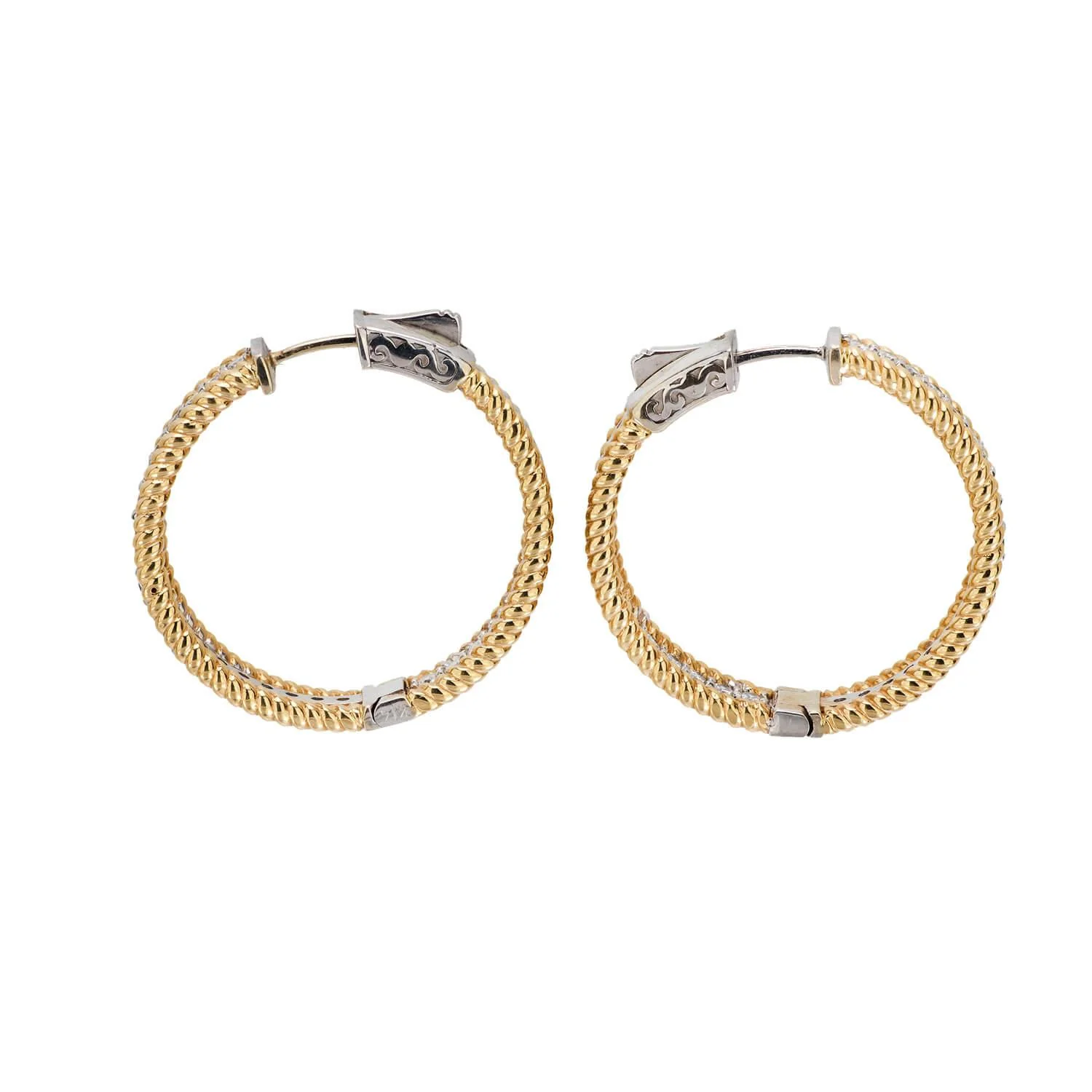 Estate 14k Diamond "Inside-Out" Hoop Earrings - Image 3