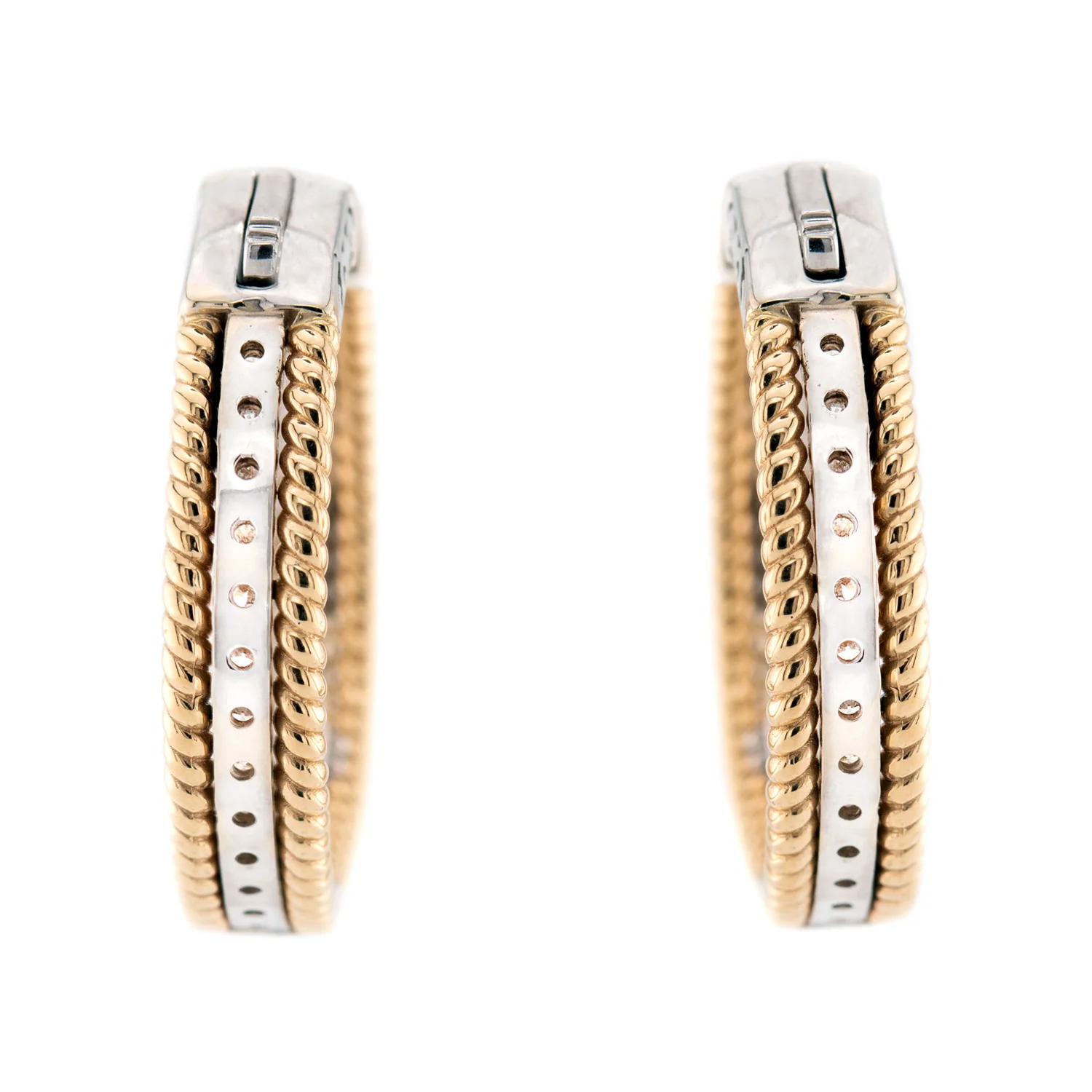 Estate 14k Diamond "Inside-Out" Hoop Earrings - Image 4