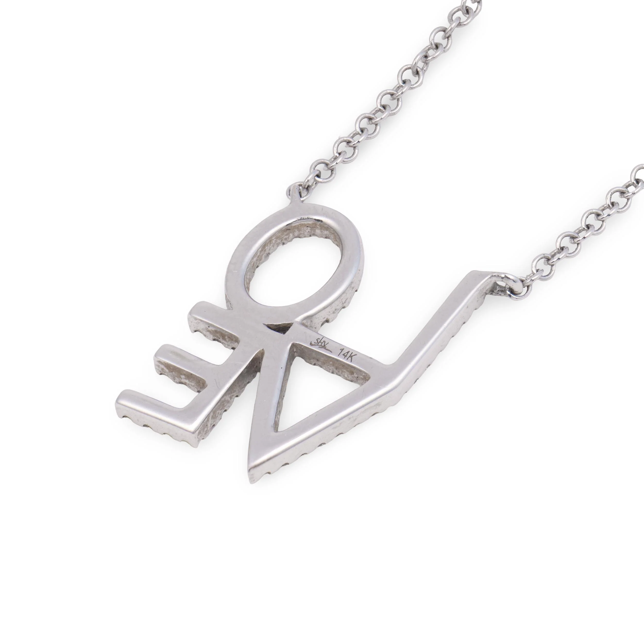 Estate 14k Diamond Love-Motif Pendant Necklace - Image 4