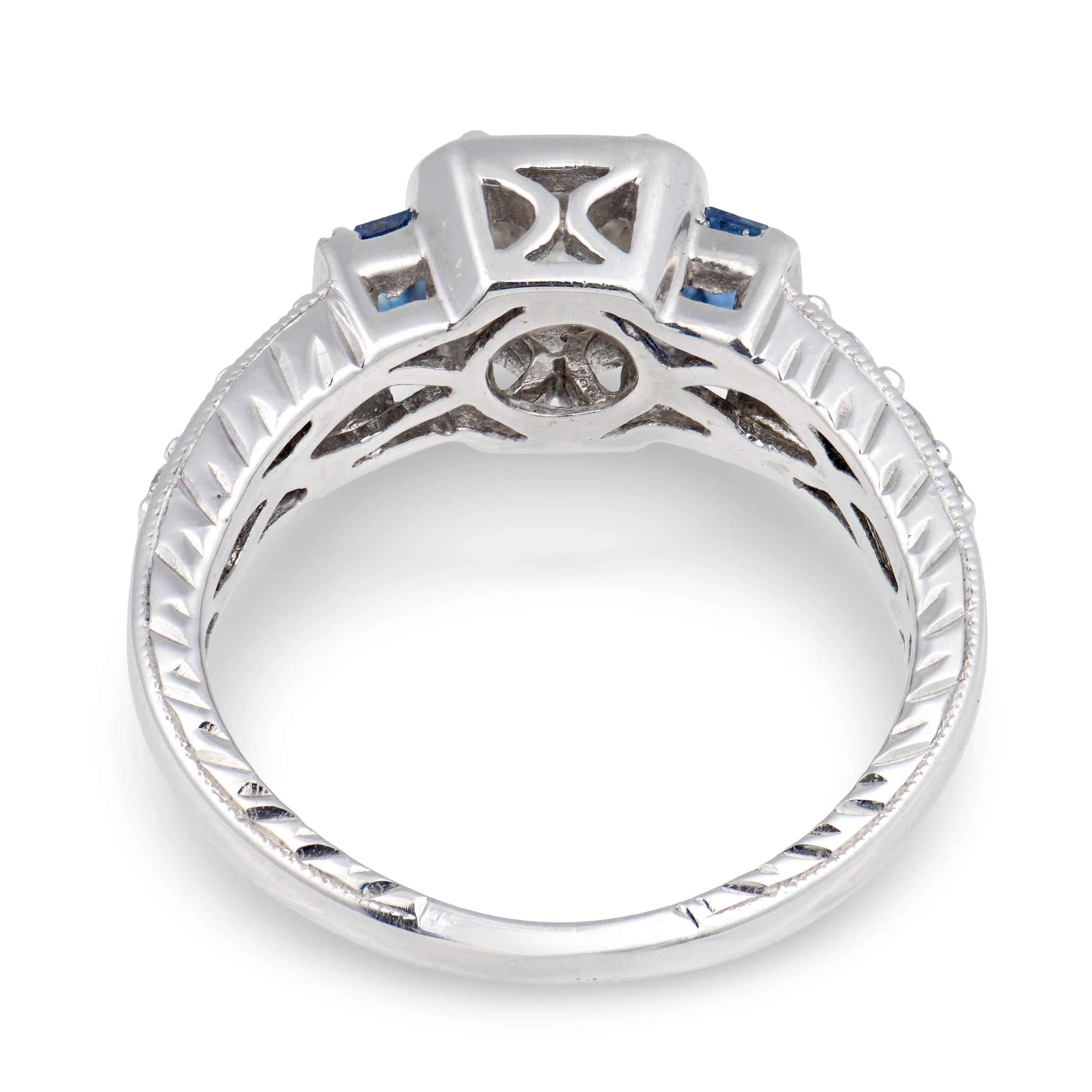 Estate 14k Diamond & Sapphire Engagement Ring .60ct - Image 5