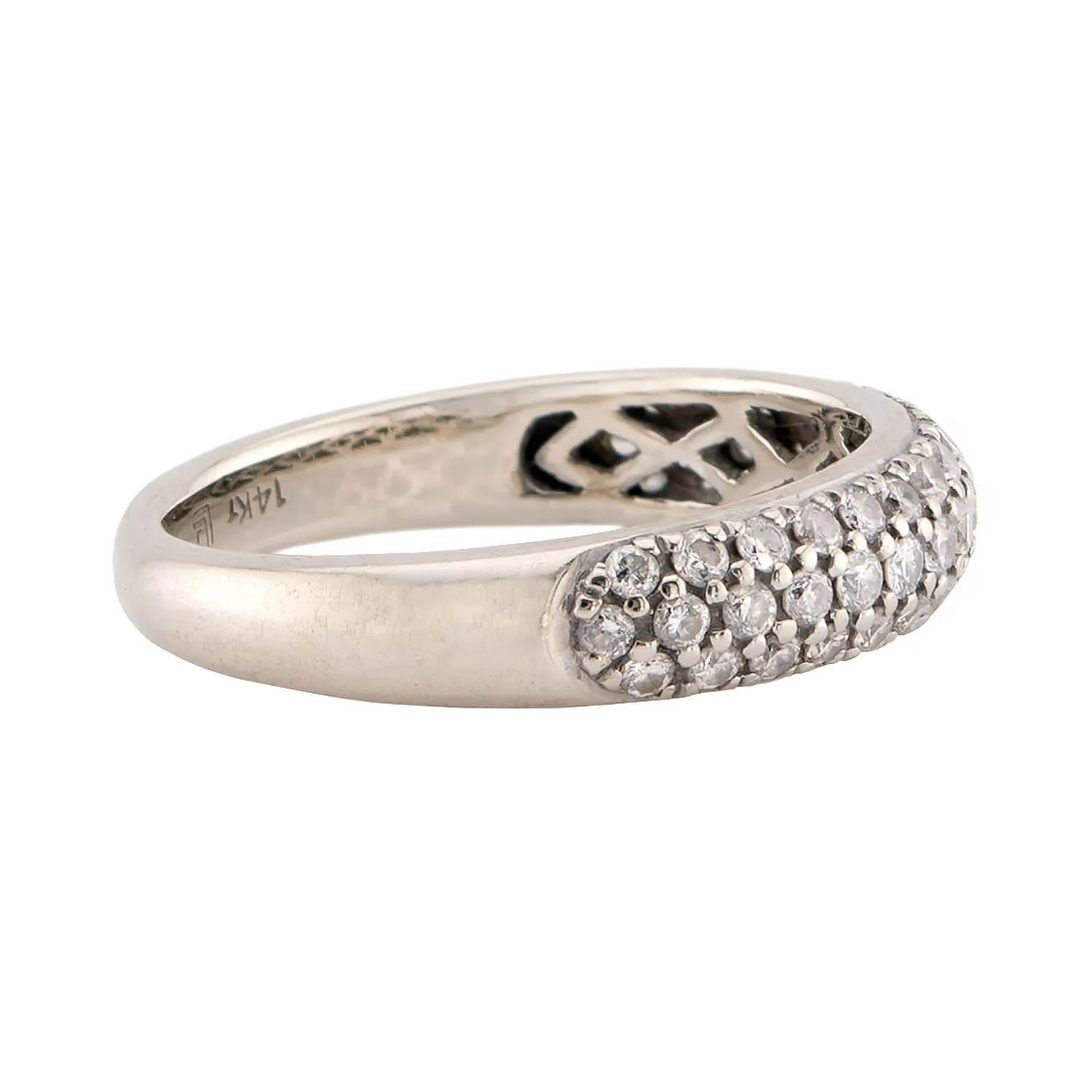 Estate 14k Pavé Diamond Half Band - Image 3