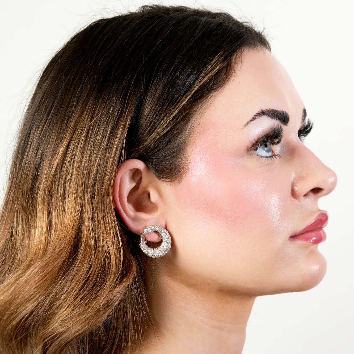 Estate 14k Pavé Swirl Earrings - Image 4