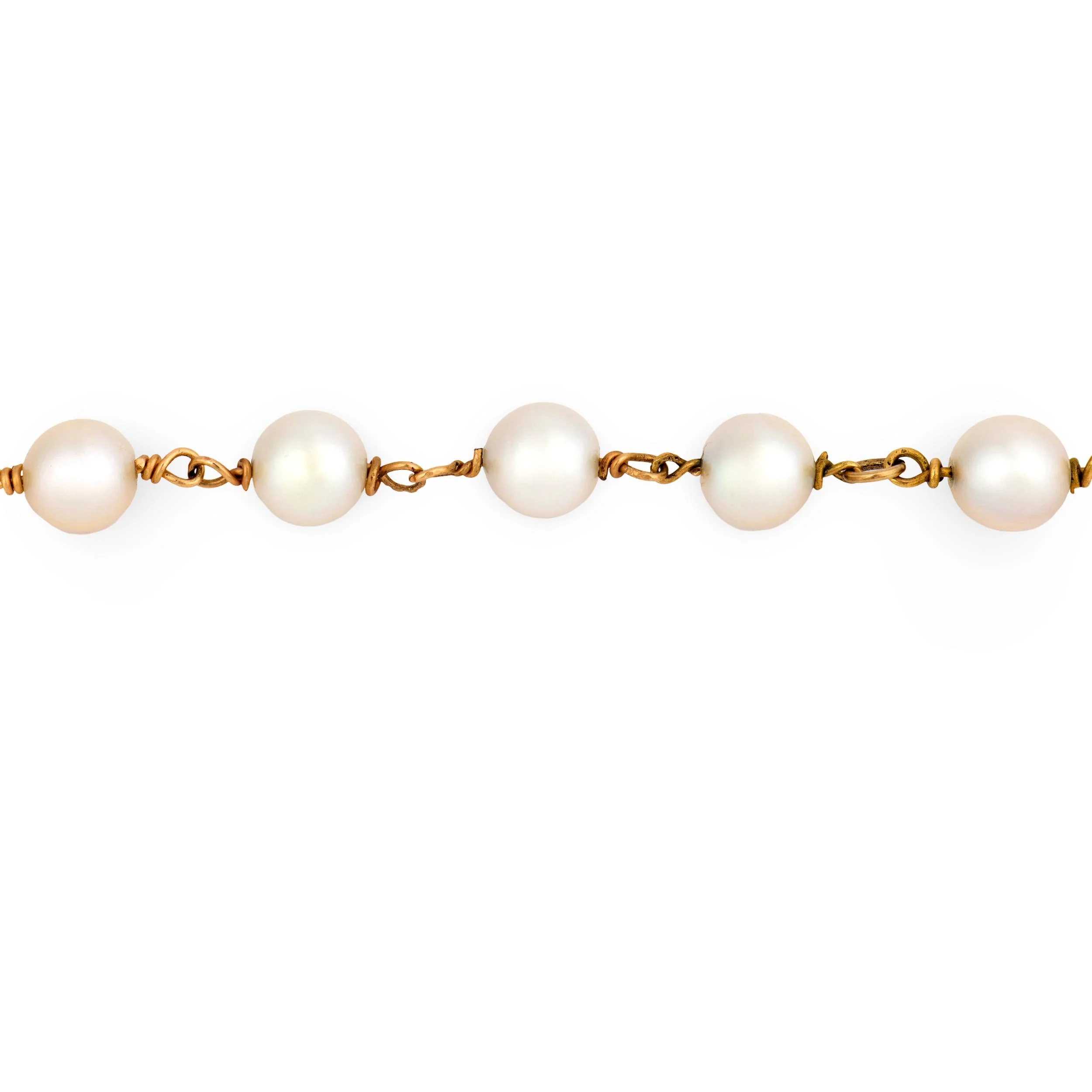 Estate 14k Pearl Chain Bracelet 6.5mm - Image 5