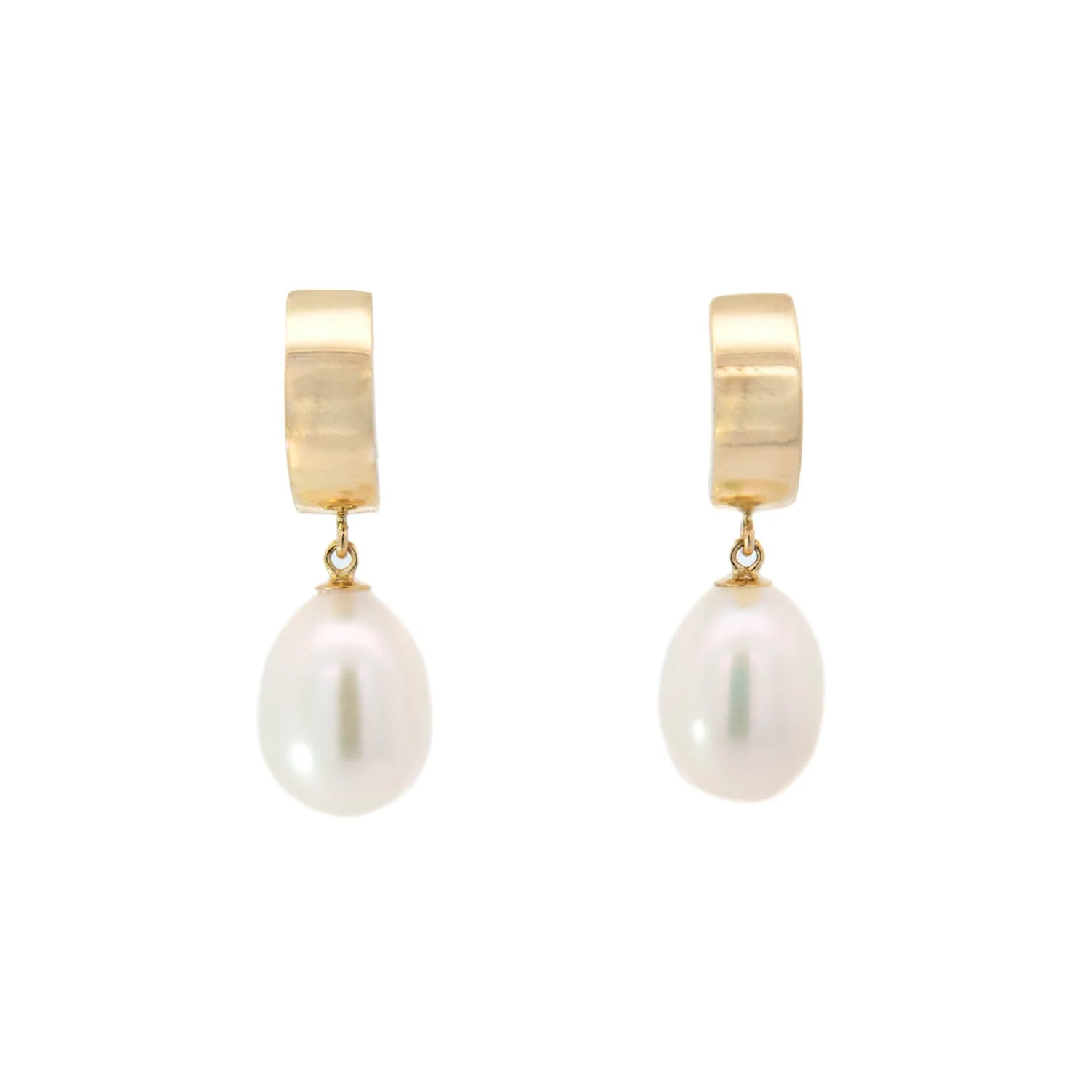 Estate 14k Pearl Hoop Earrings - Image 3