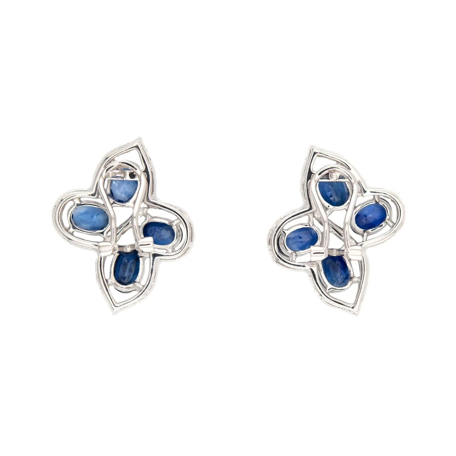 Estate 14k Sapphire and Diamond Butterfly Earrings - Image 3