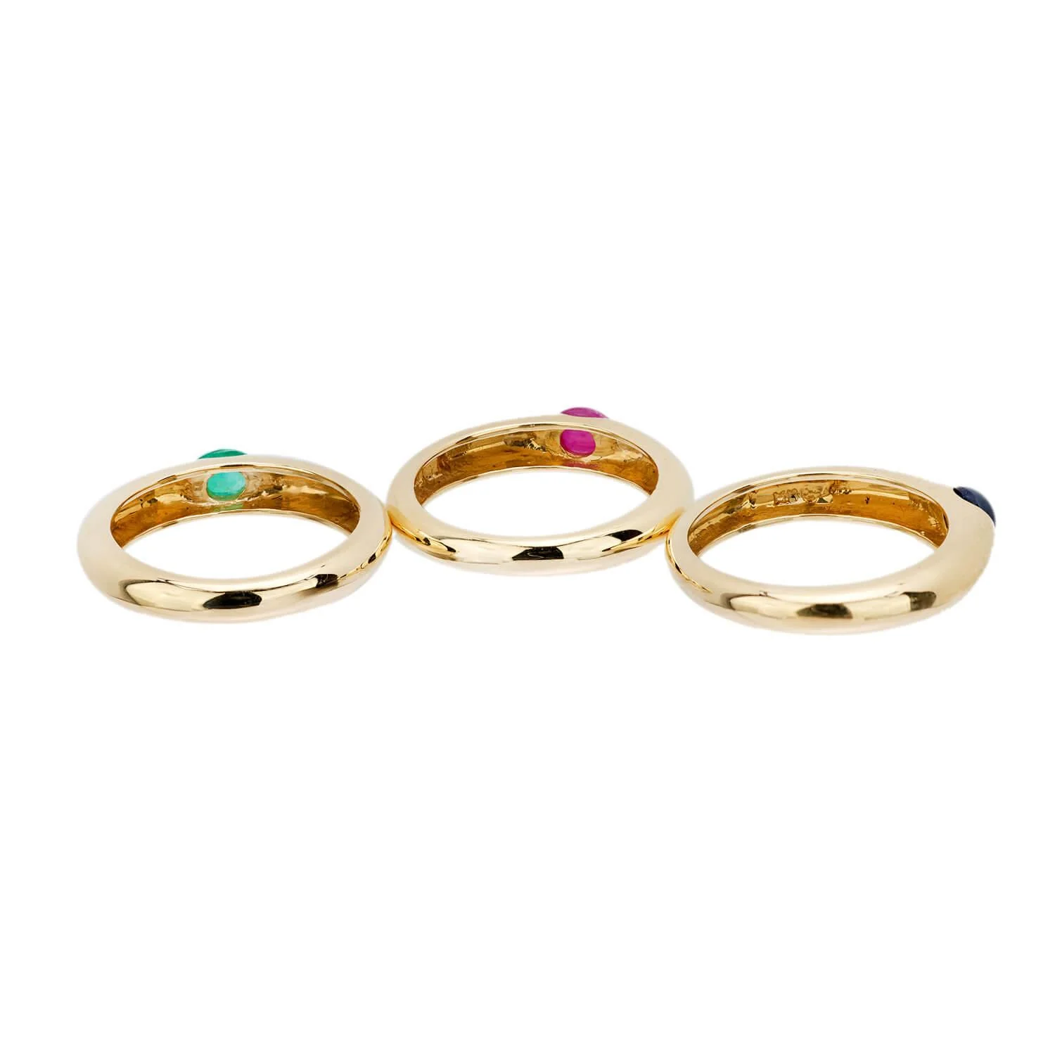 Estate 14k Sapphire, Ruby, & Emerald Three Band Set - Image 5