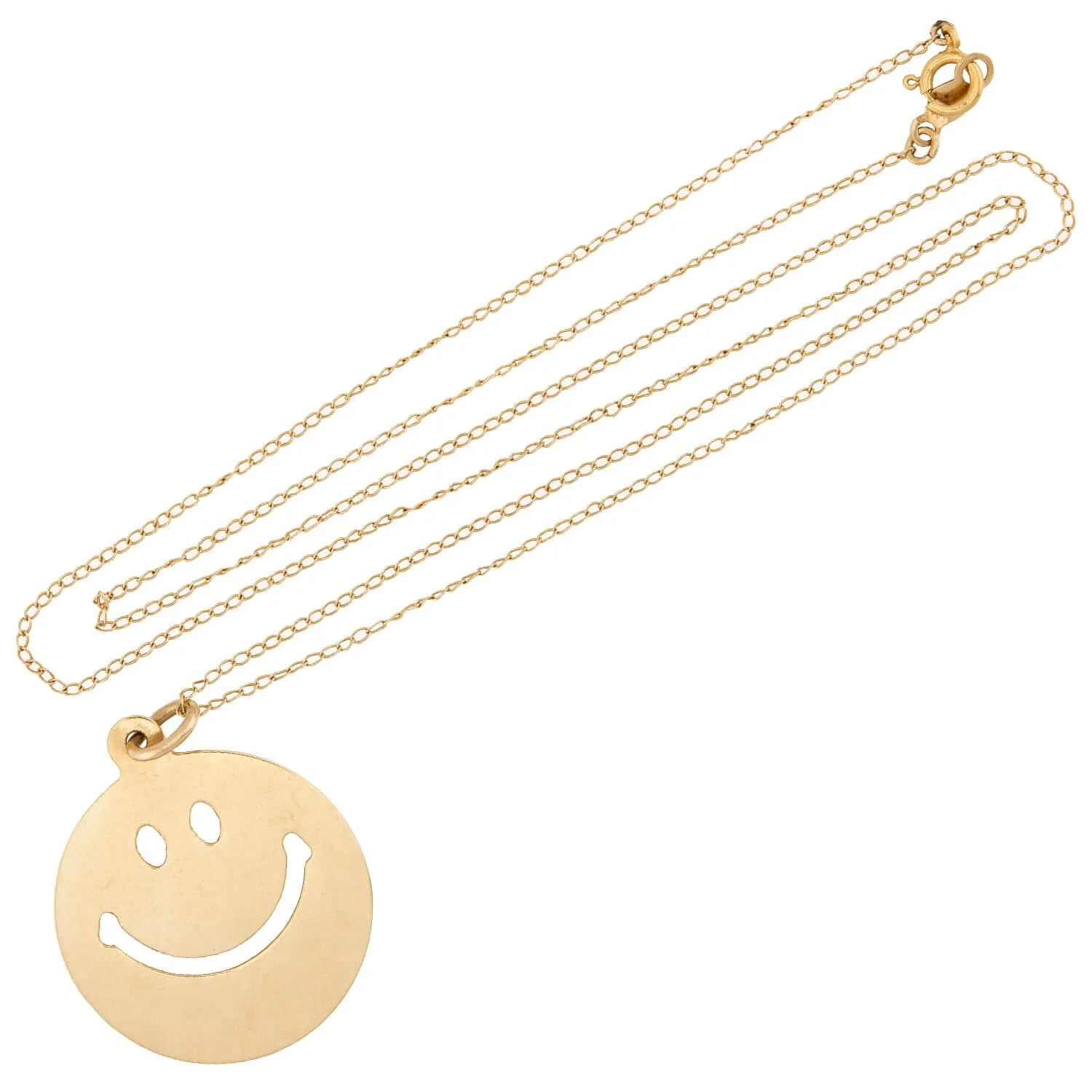 Estate 14k Smiling Face Pendant Necklace - Image 2