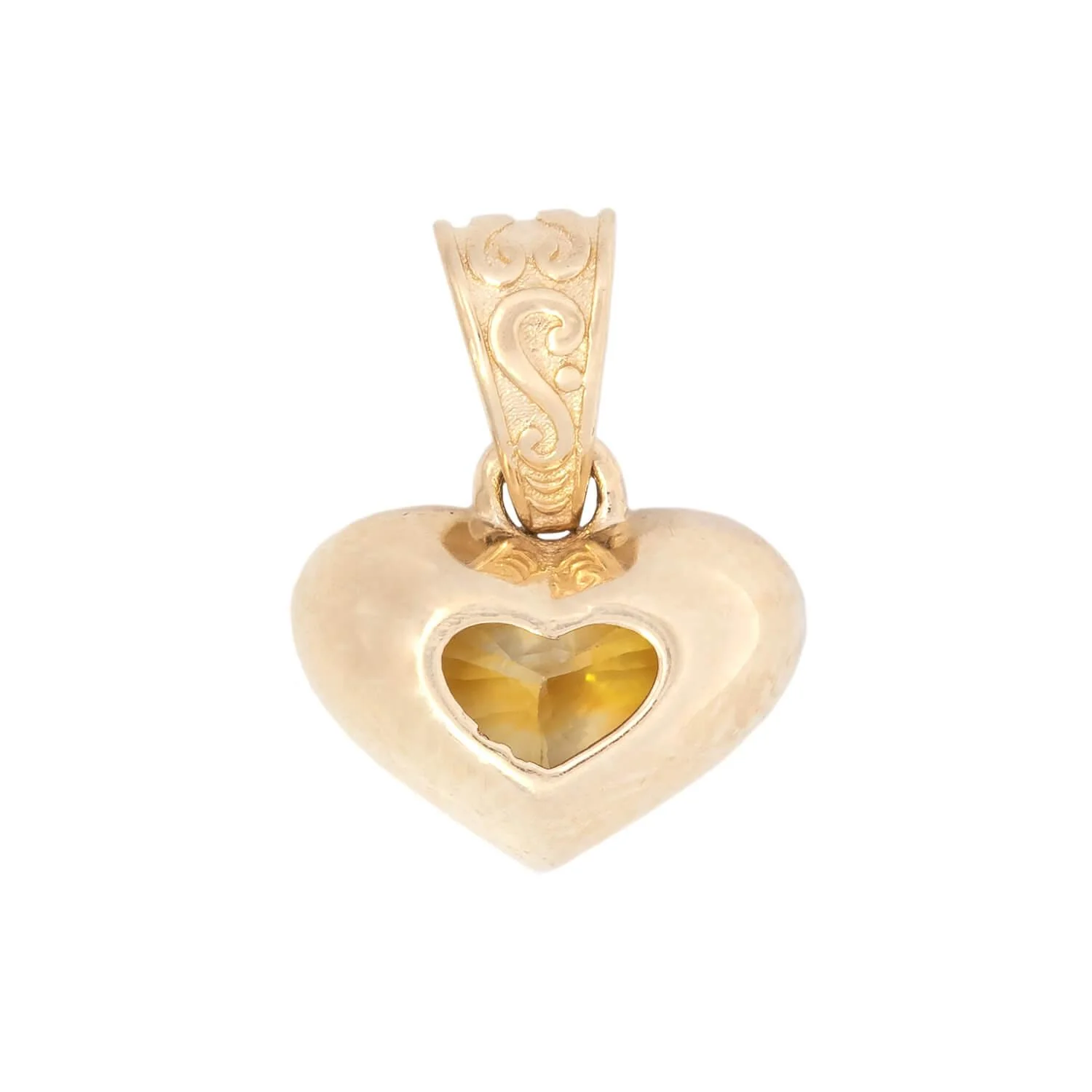 Estate 14k Yellow Sapphire Heart Pendant - Image 3