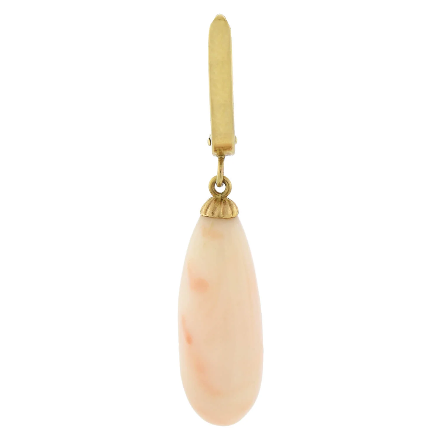 Estate 14kt Angel Skin Coral Teardrop Dangle Earrings - Image 3