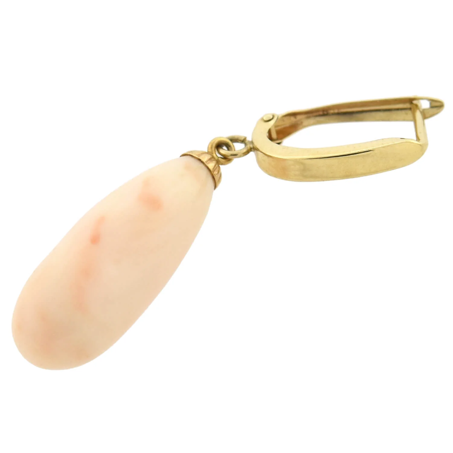 Estate 14kt Angel Skin Coral Teardrop Dangle Earrings - Image 4