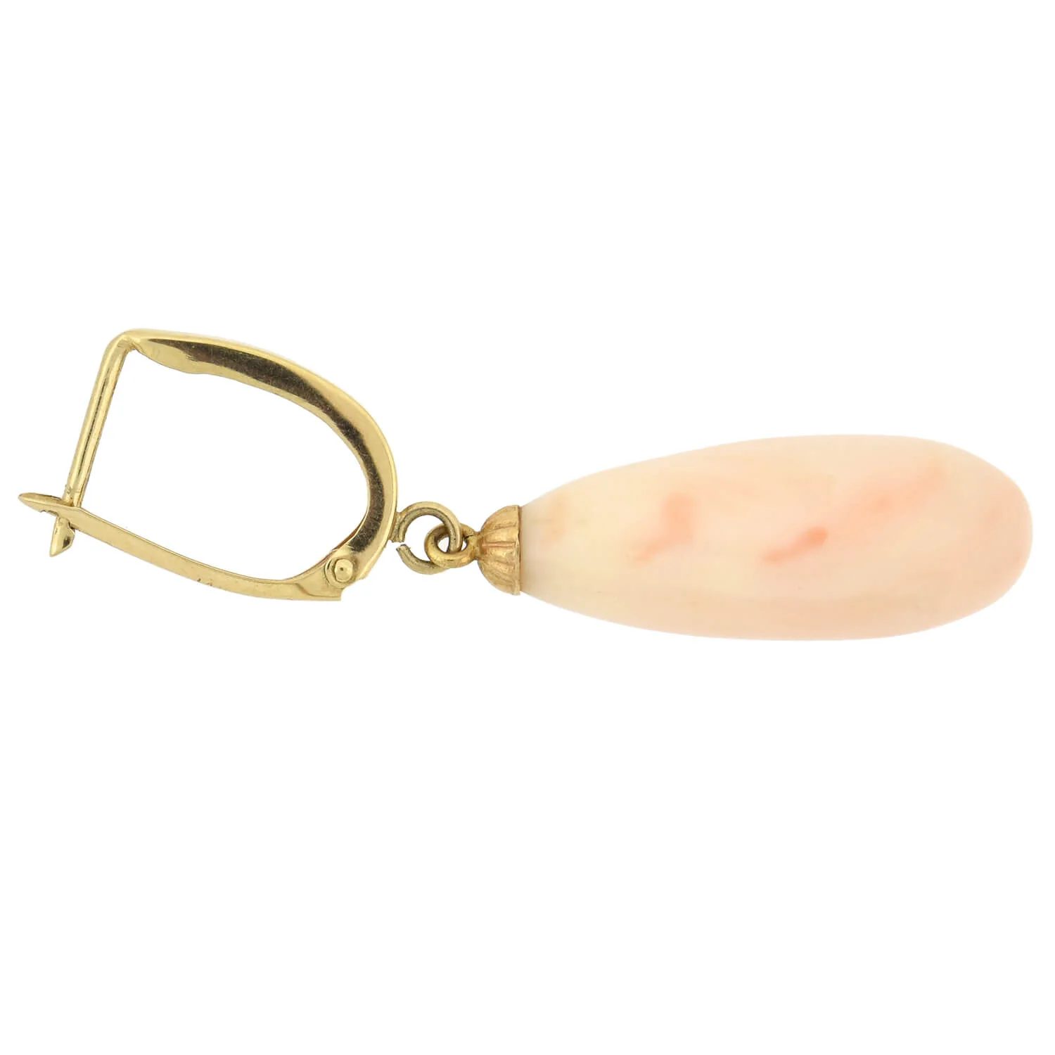 Estate 14kt Angel Skin Coral Teardrop Dangle Earrings - Image 5