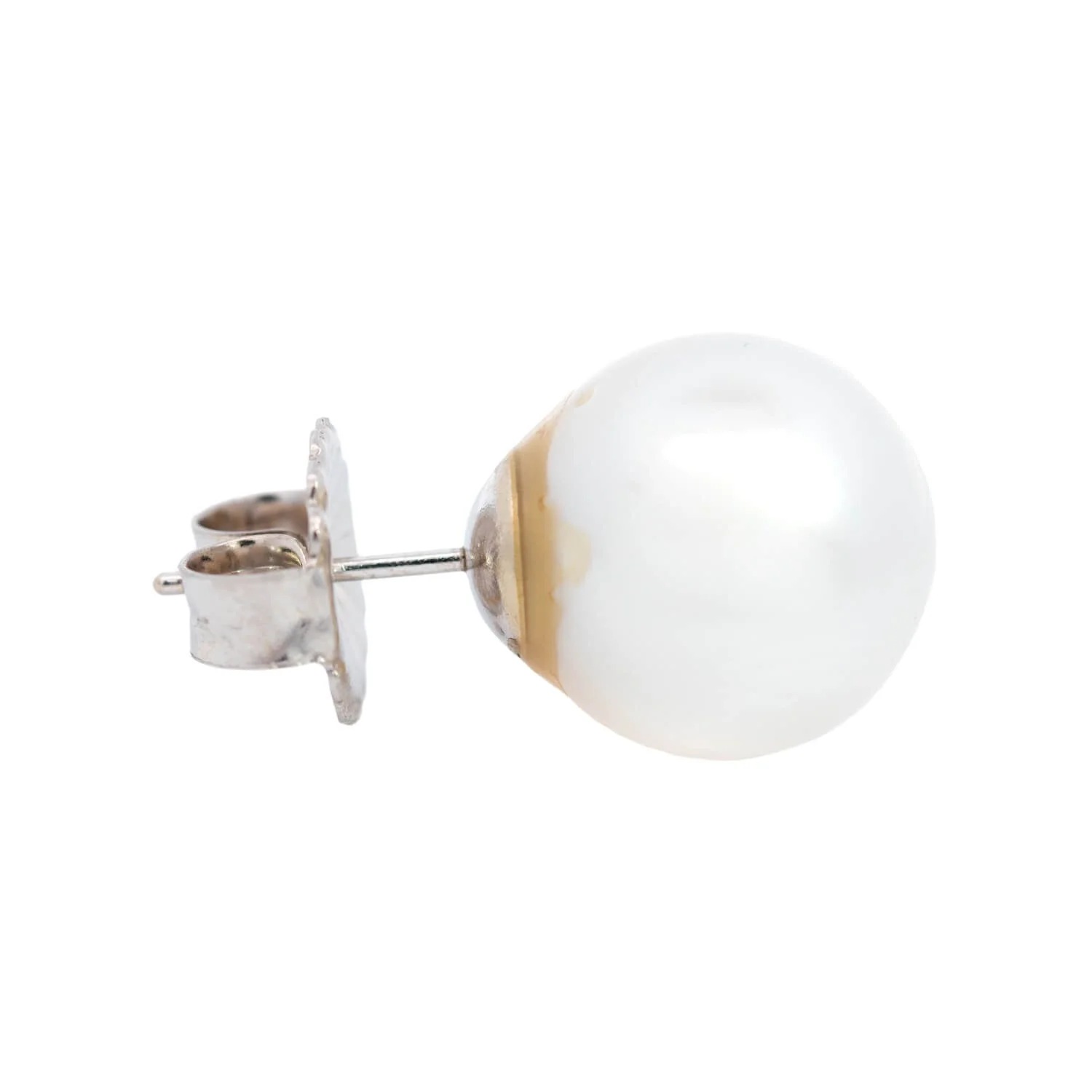 Estate 14kt Cultured Pearl Stud Earrings 13mm - Image 2