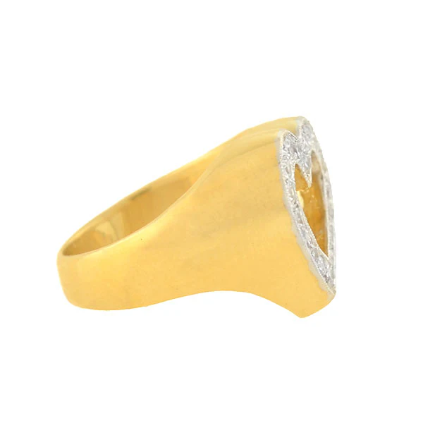 Estate 14kt Yellow Gold + Diamond Open Heart Ring 0.50ctw - Image 2