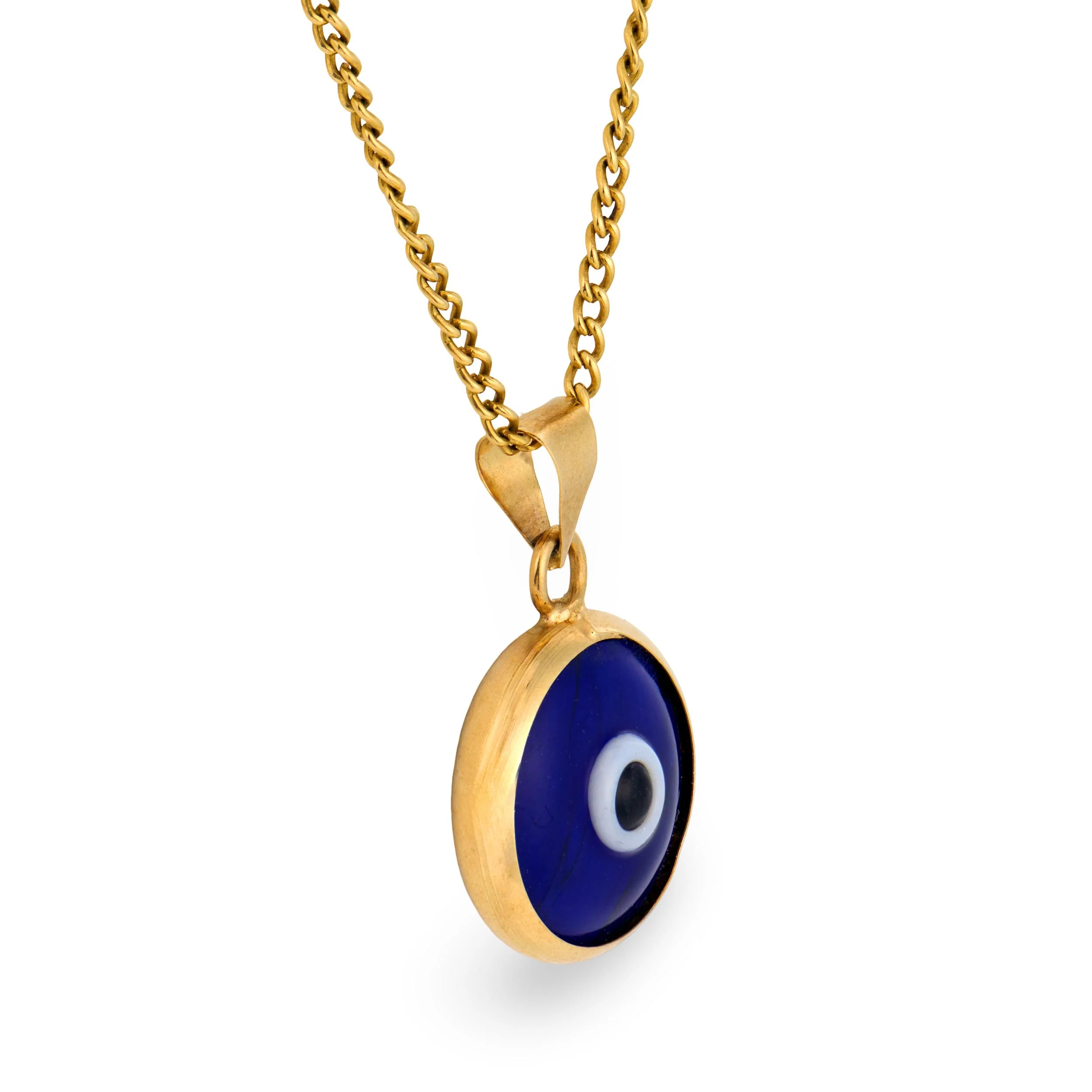 Estate 18k/14k Glass Evil Eye Pendant Necklace - Image 3