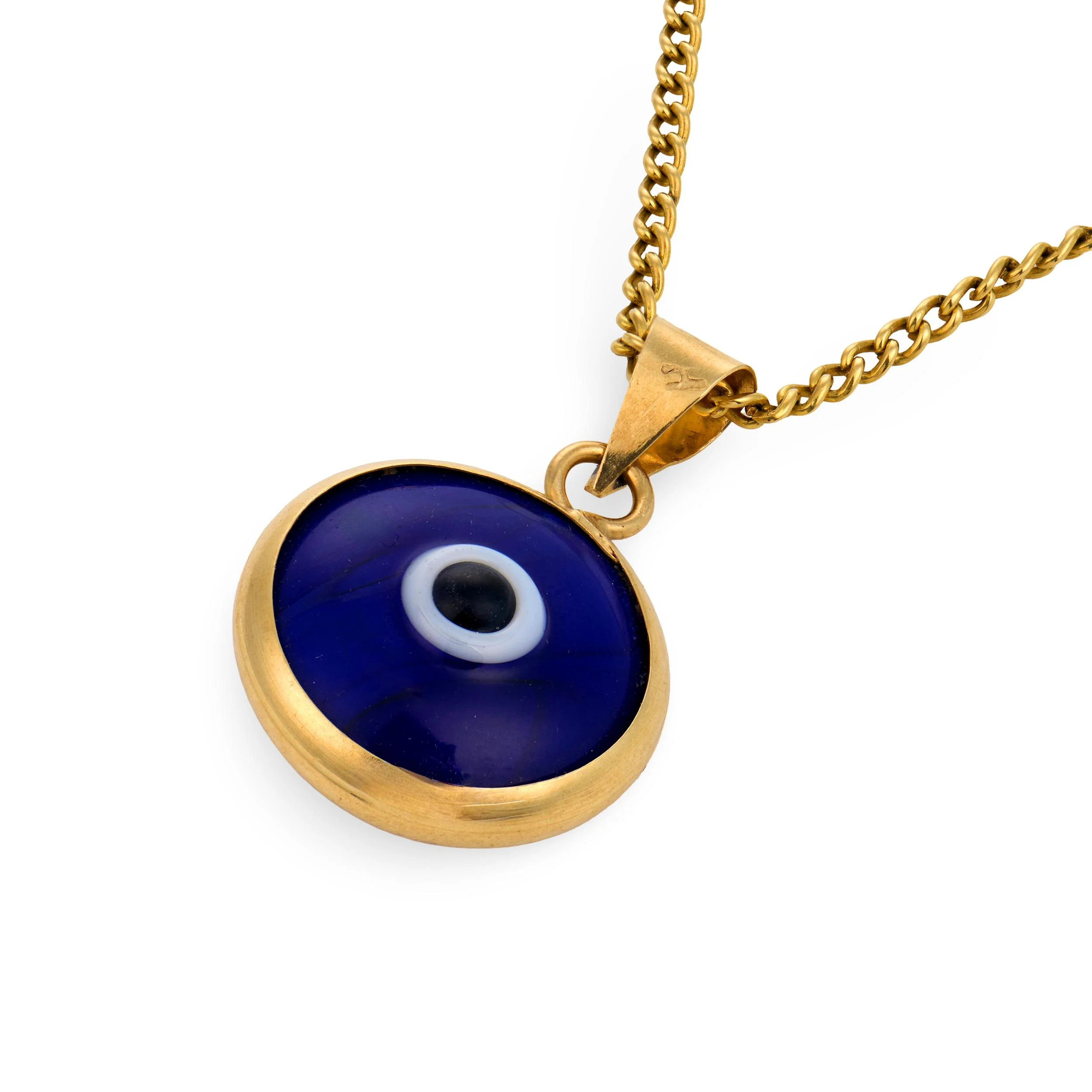 Estate 18k/14k Glass Evil Eye Pendant Necklace - Image 4