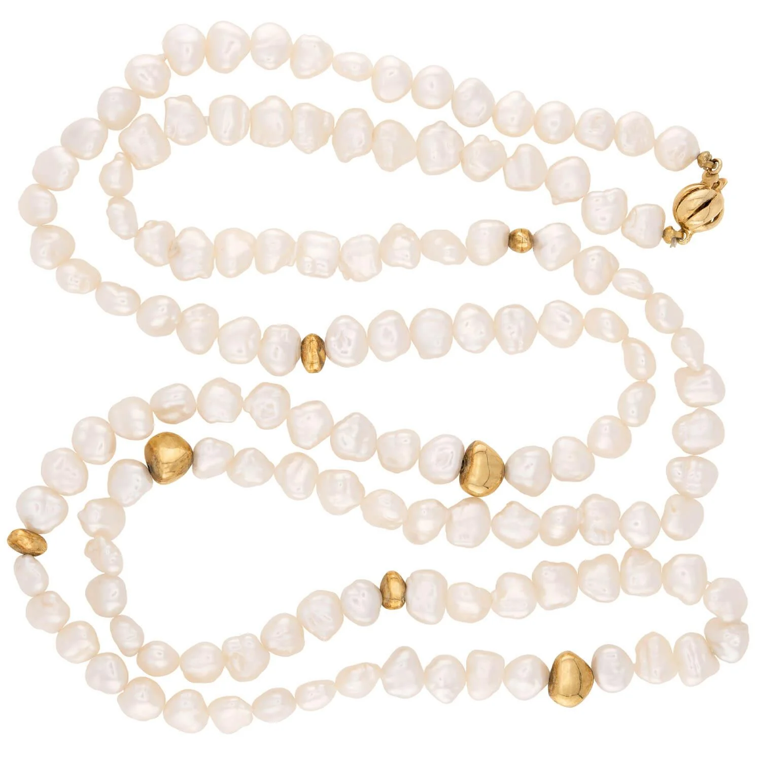 Estate 18k/14k Pearl Necklace 34" - Image 2