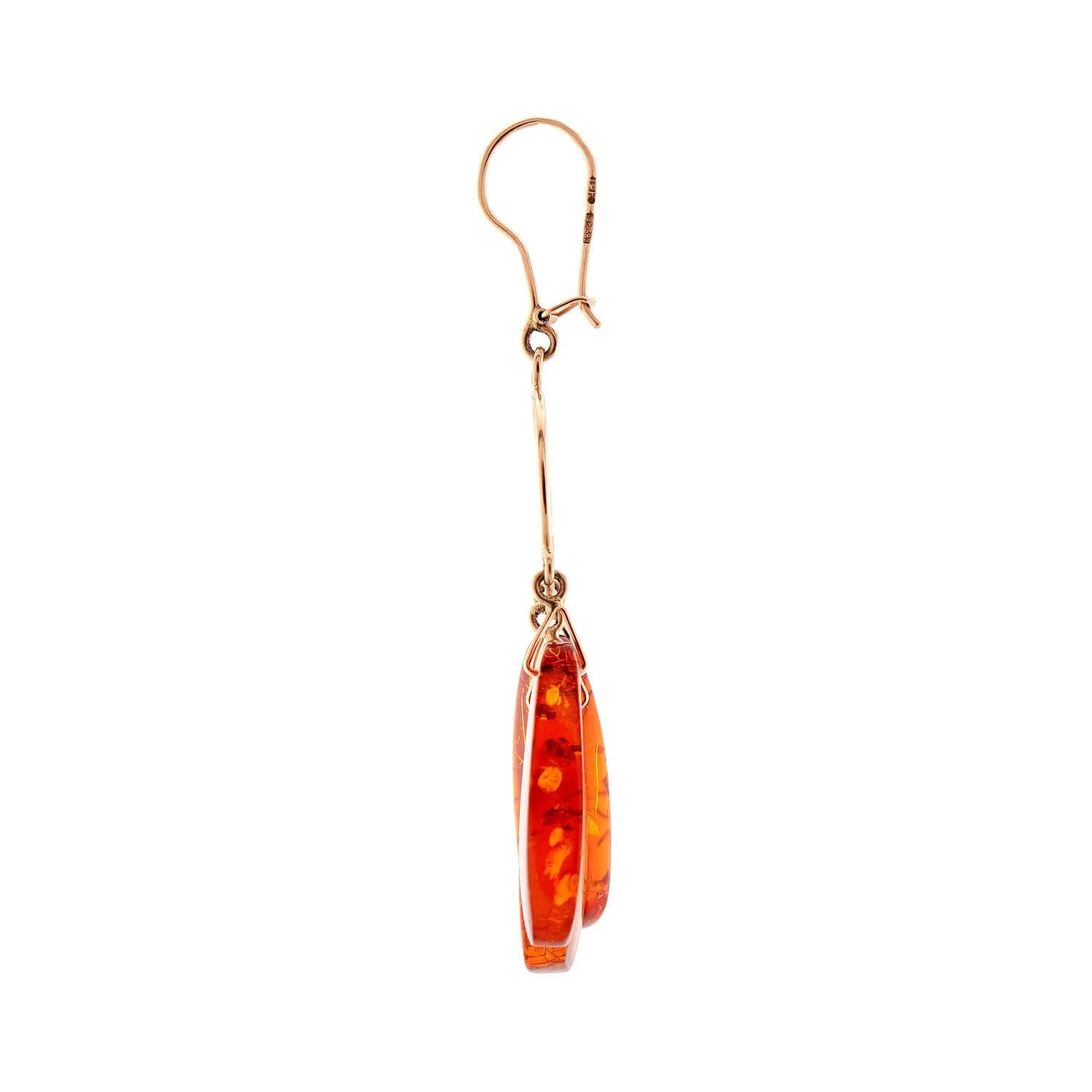 Estate 18k Amber Dangle Earrings - Image 2